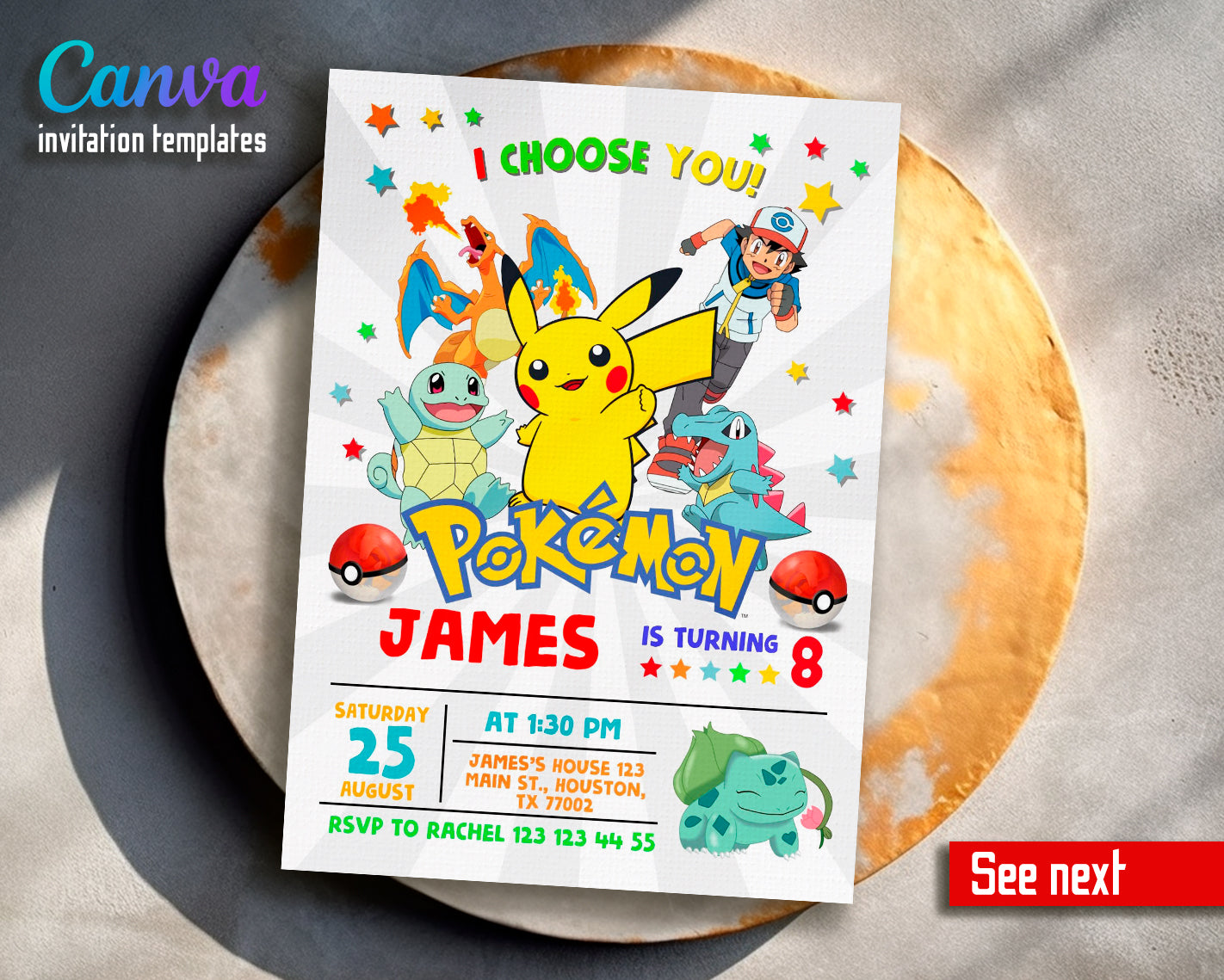 Pokemon Customizable Invite Template 