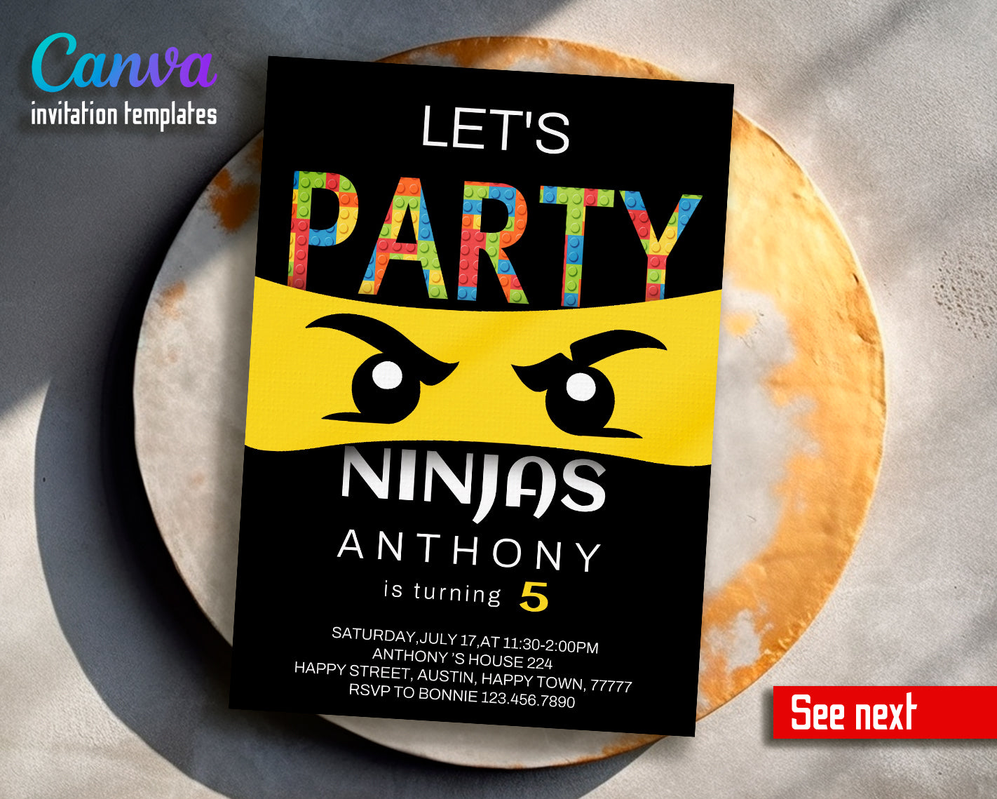 Lego customizable invite template instant download Share or Print