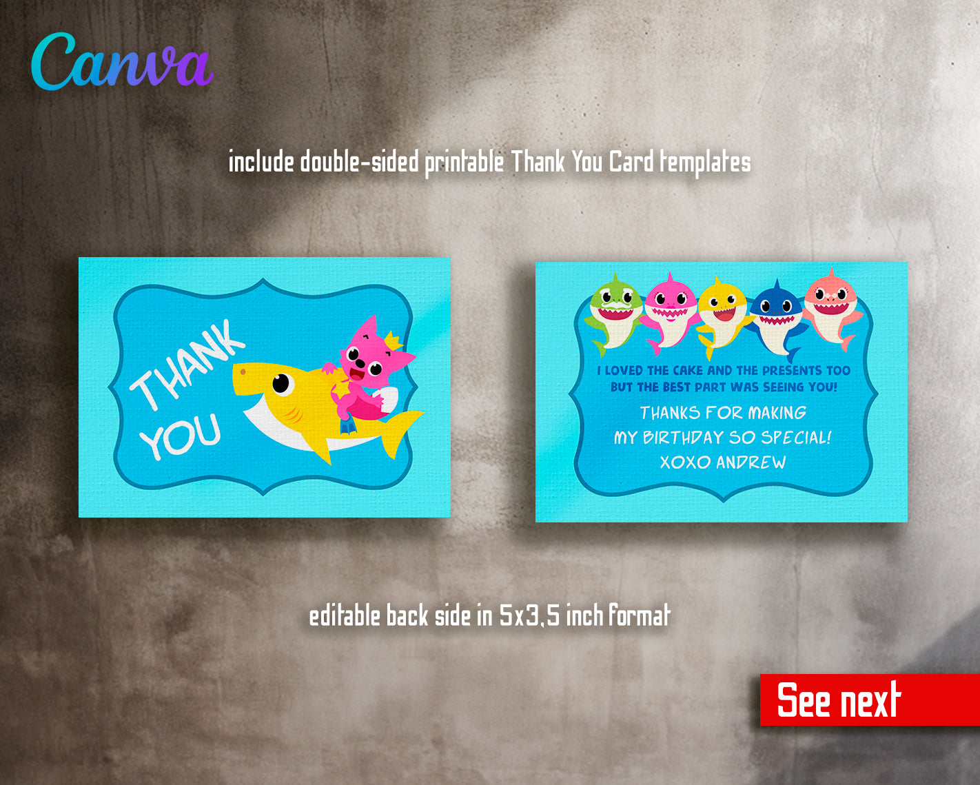 Baby Shark customizable invite template | instant download | Share or Print | CC444