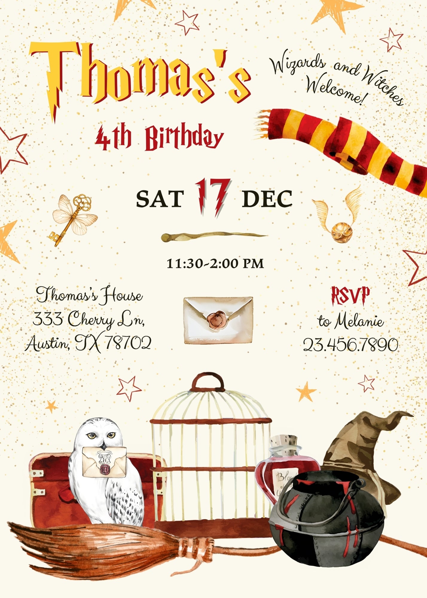 Harry Potter customizable invitation template | Share or Print | | SS855