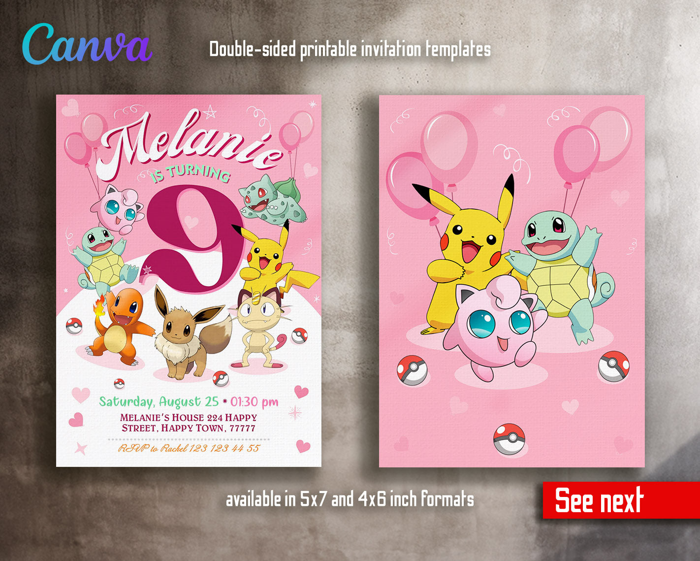 Pokemon Pikachu customizable invitation template | Share or Print | | MB019
