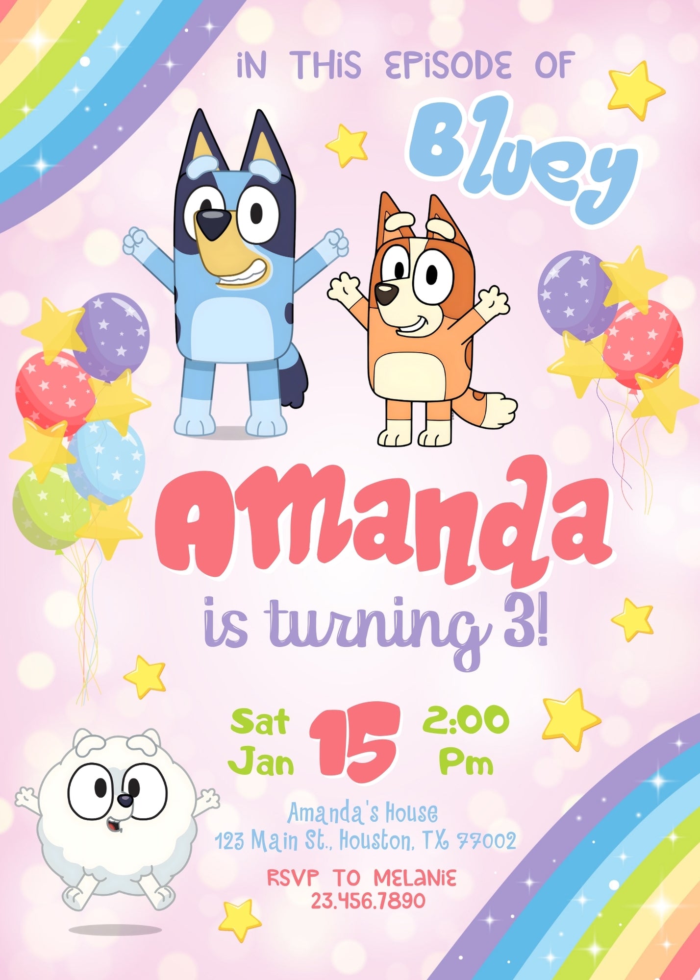 Bluey Bingo customizable invitation template | Share or Print | | QM100