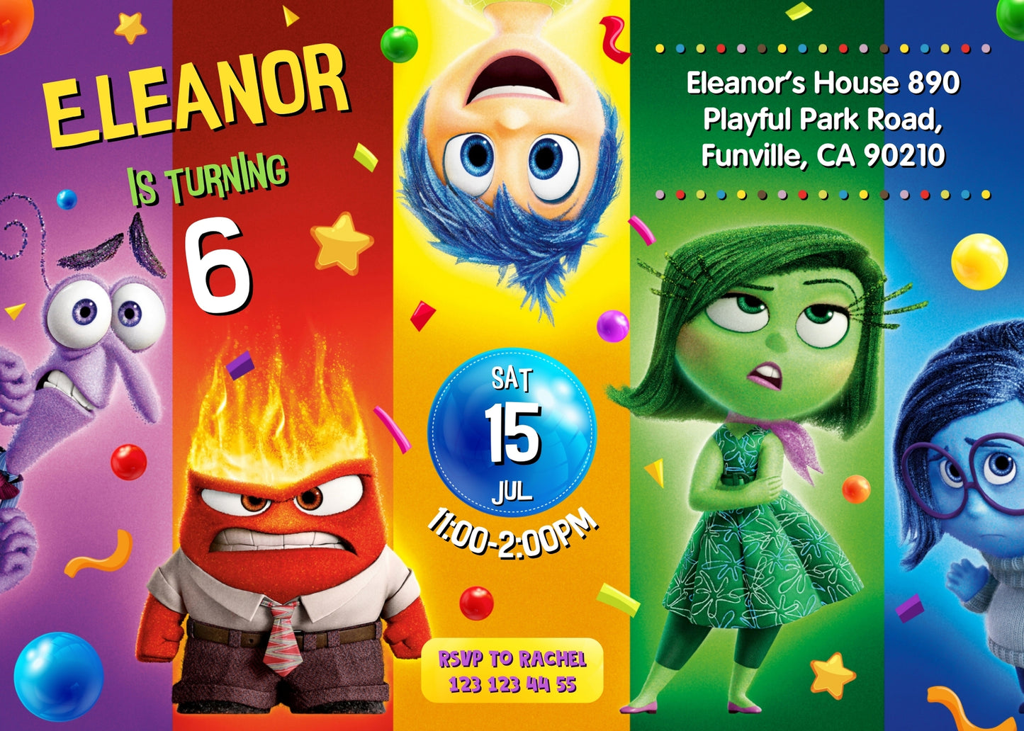 Inside Out 2 customizable invitation template | Share or Print | | RW621