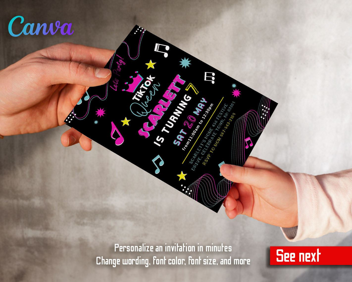 Tik Tok Party customizable invitation template | Share or Print | | GY521