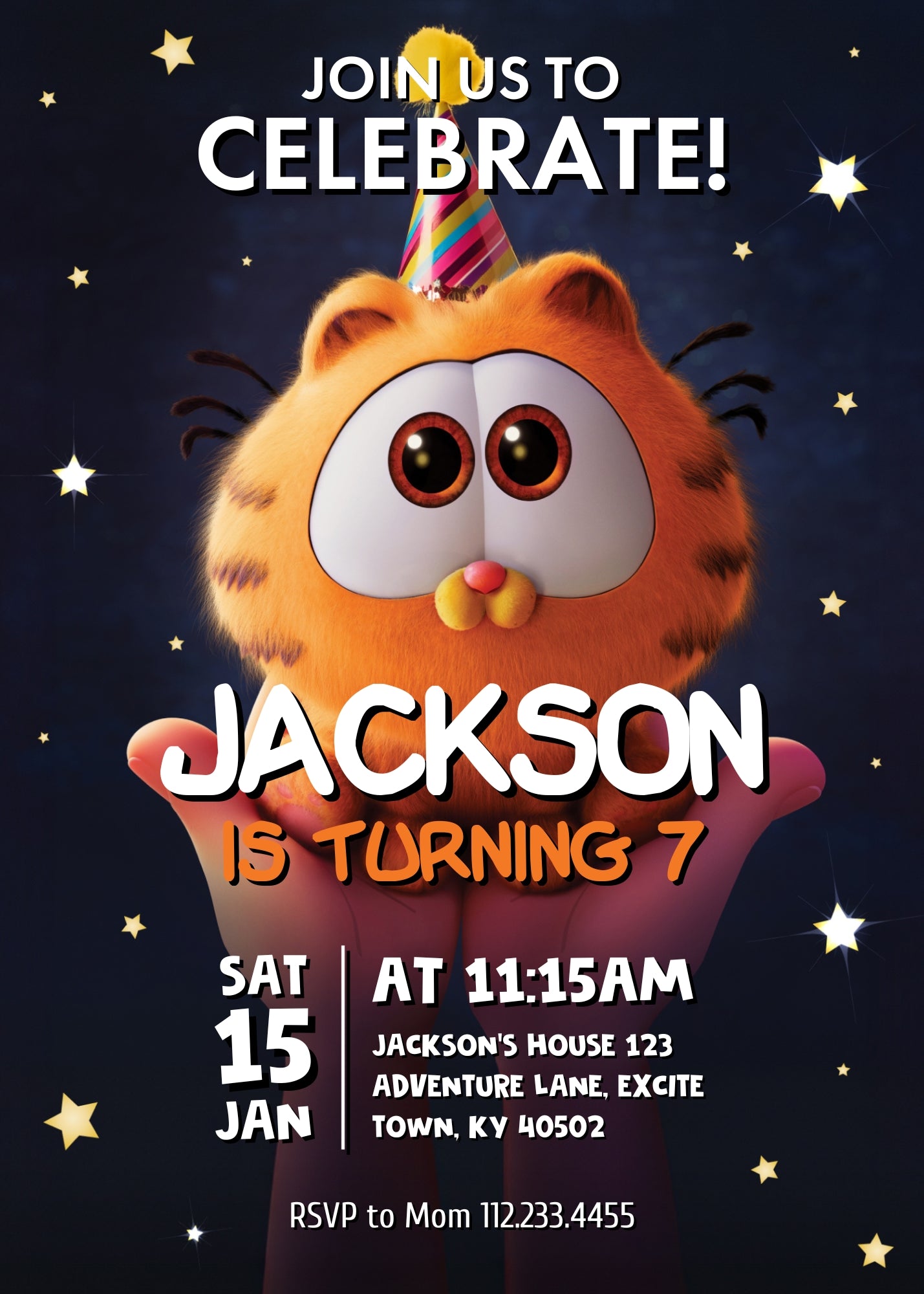 Garfield Orange Cat customizable invitation template | Share or Print | | EA905