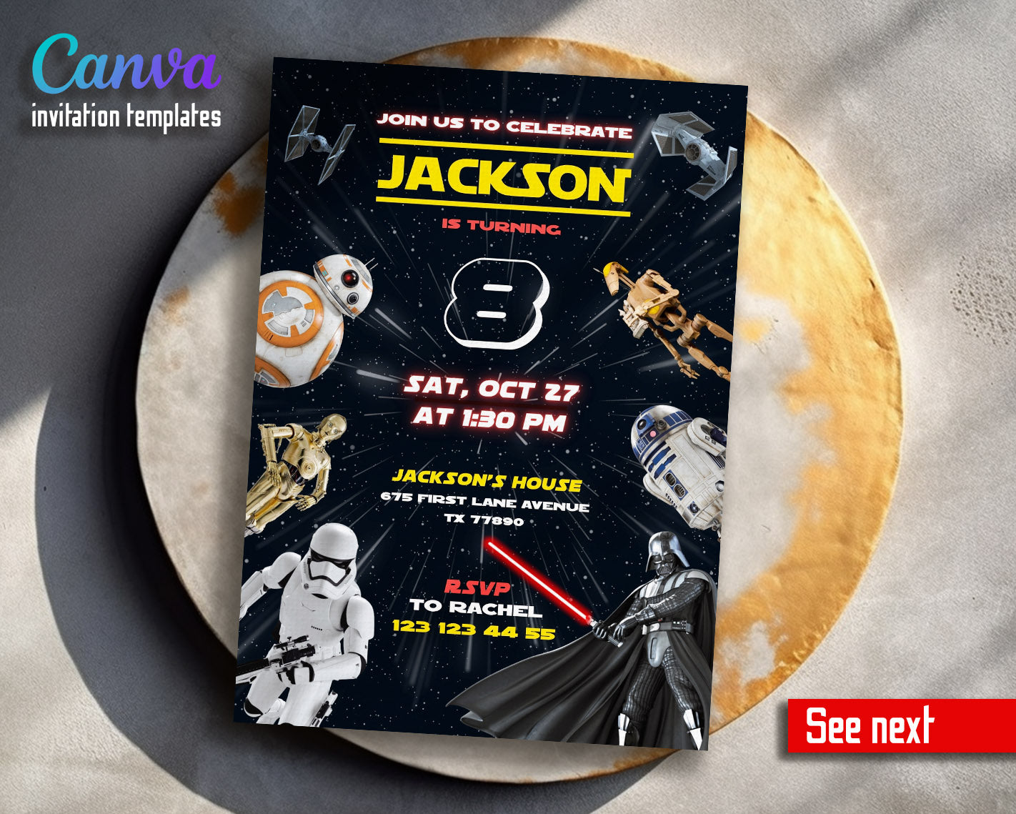 Star Wars Darth Vader customizable invitation template | Share or Print | boy | QY666