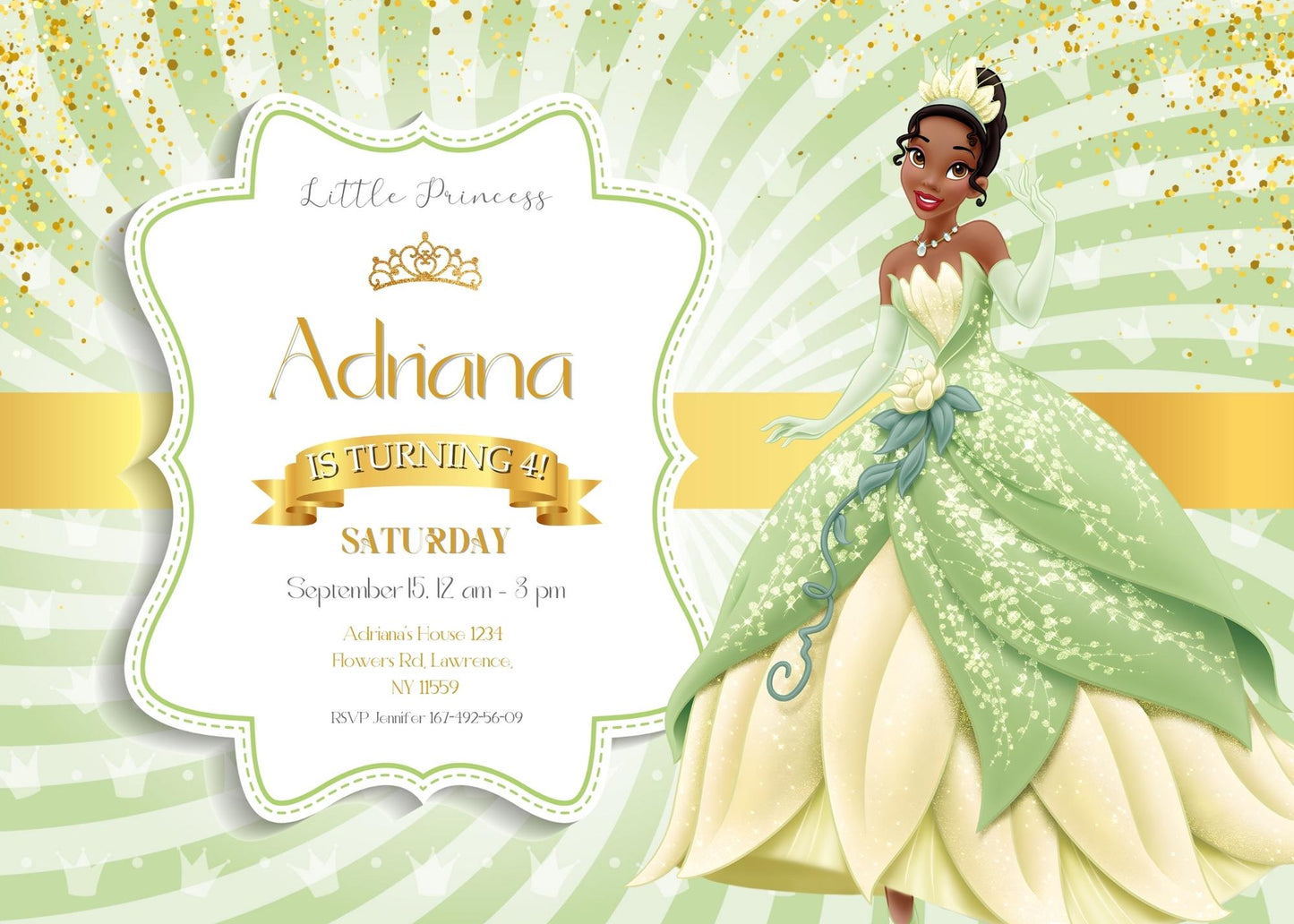 Tiana Frog Princess customizable invitation template | Share or Print | girl | ZT614