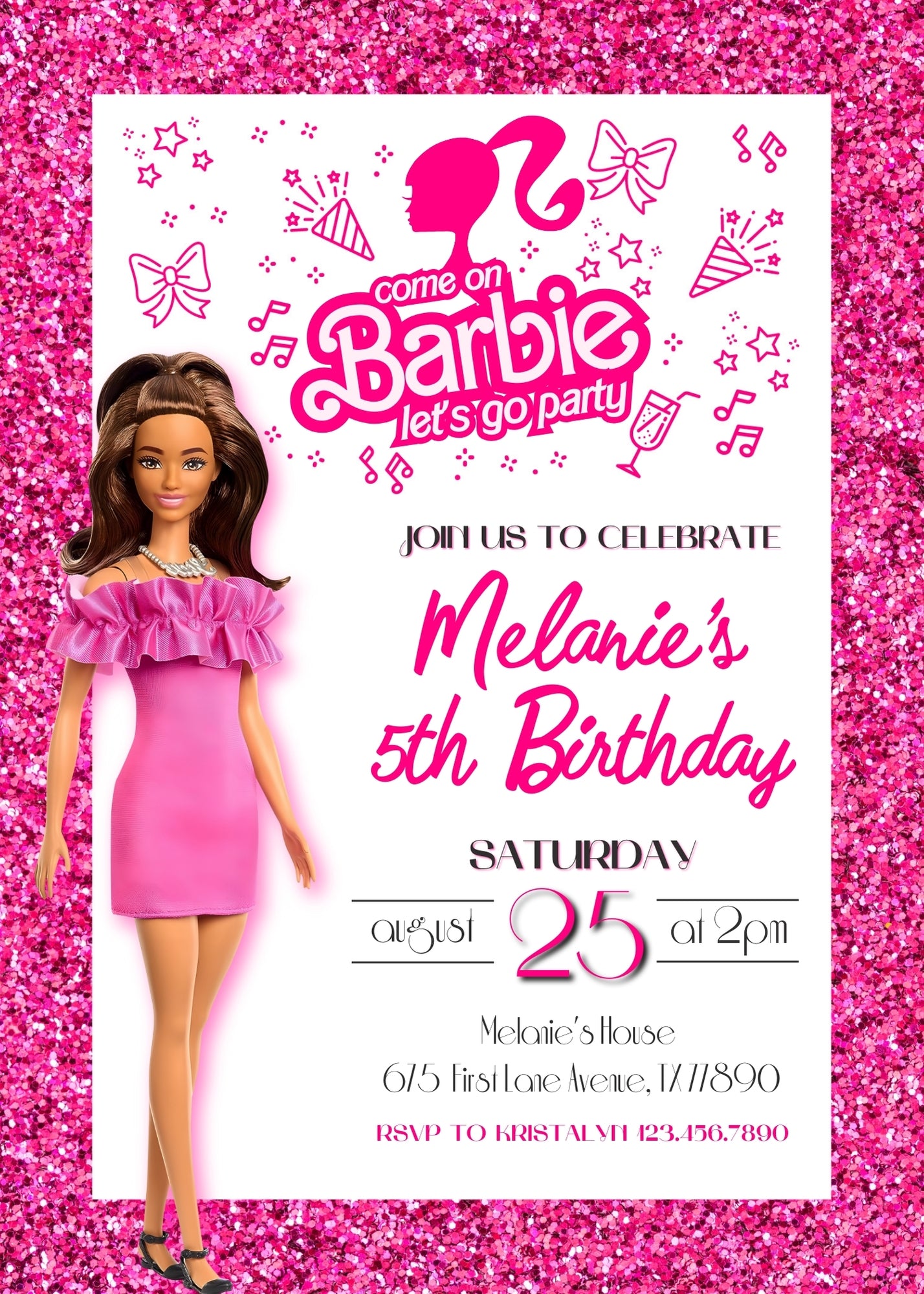 Barbie Pink customizable invitation template | Share or Print | girl | LY741