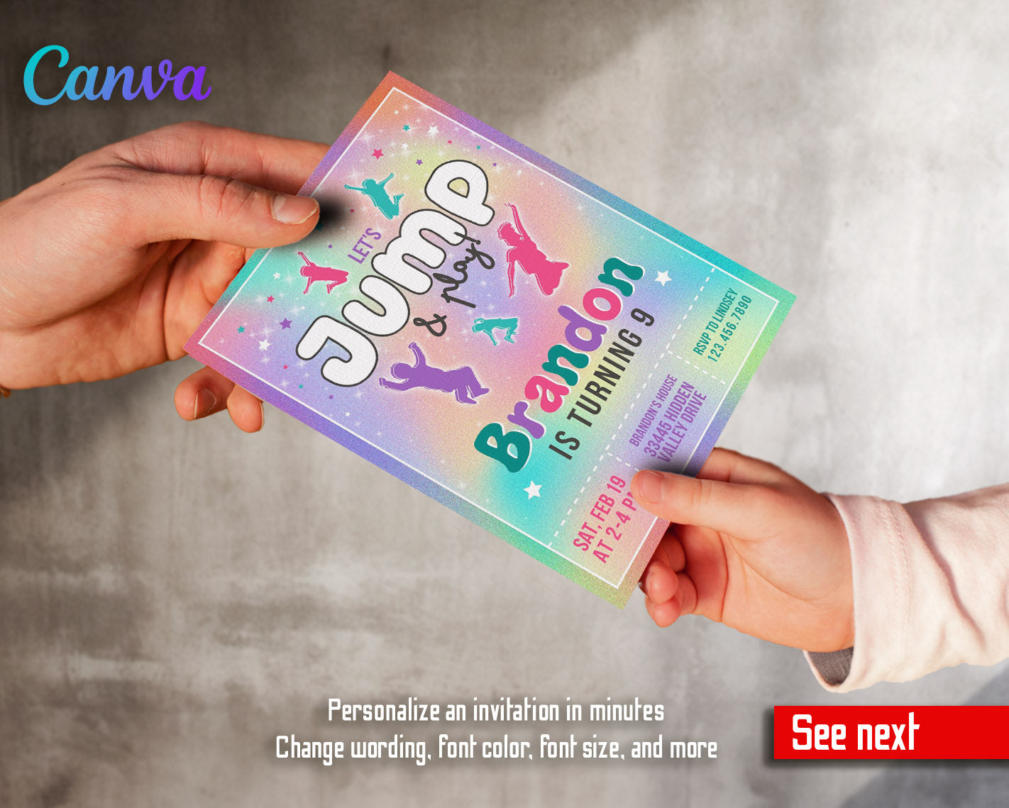 Trampoline Jump Party customizable invitation template | Share or Print | | GF637