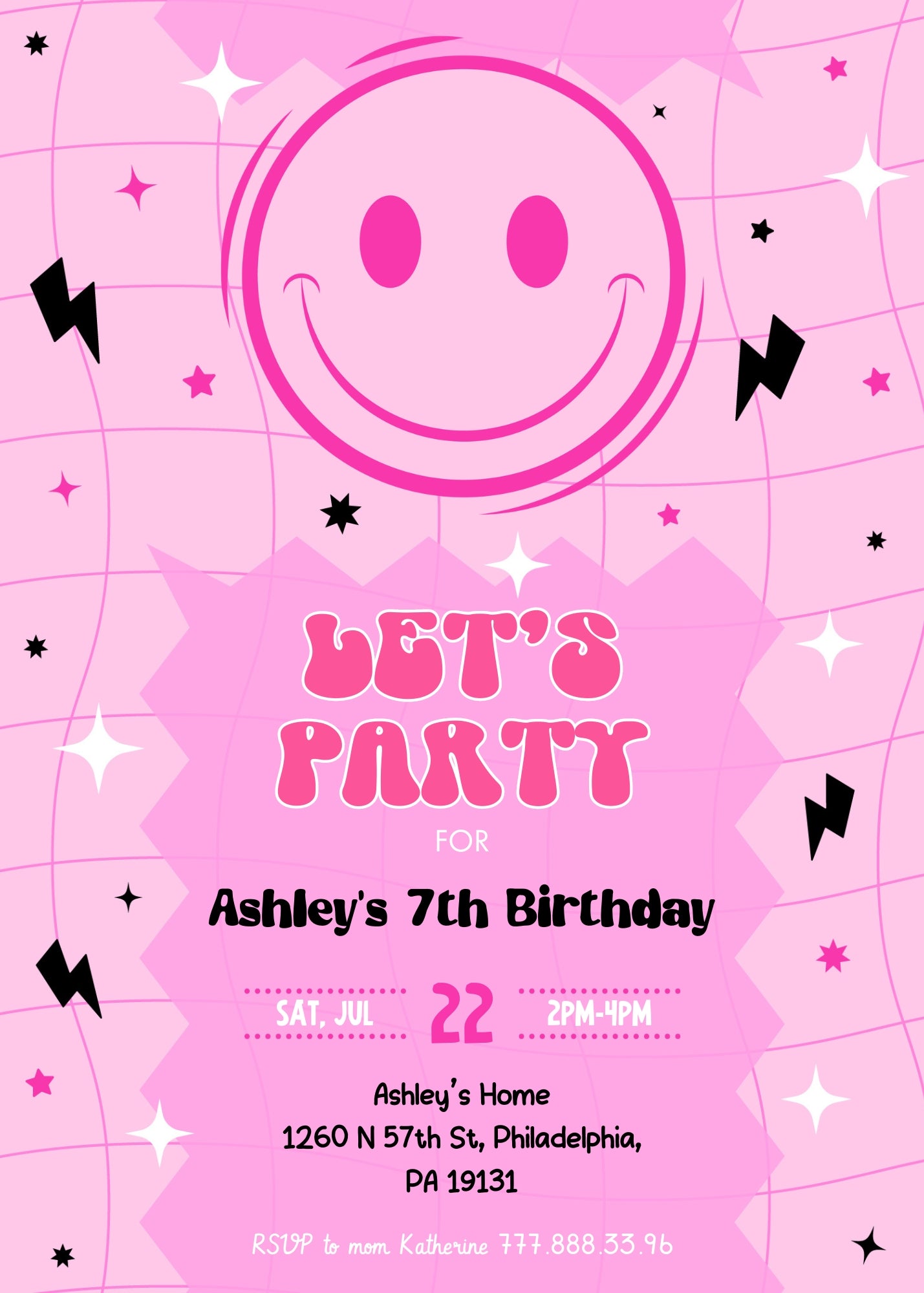 Smiley Face customizable invitation template | Share or Print | | HU120