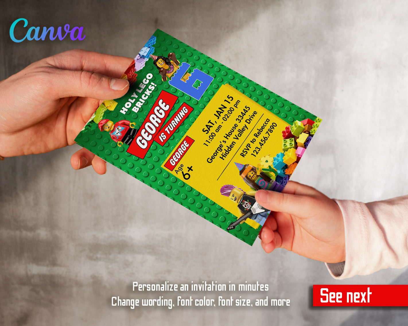 Lego Minifigures customizable invitation template | Share or Print | | TD604