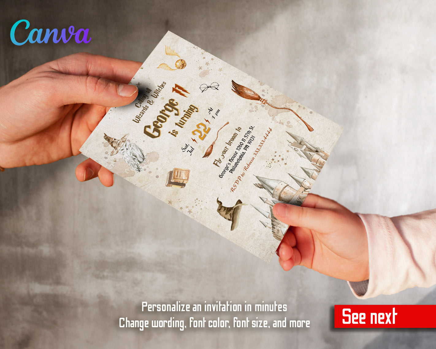 Harry Potter customizable invitation template | Share or Print | | XY396