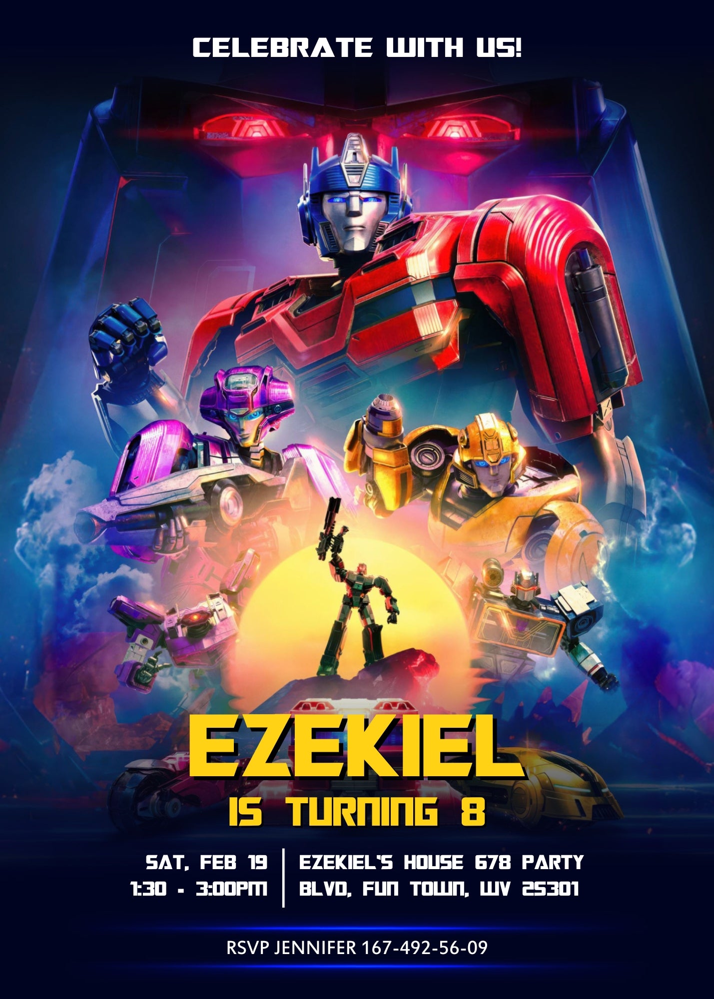 Transformers One Rescue Bots customizable invitation template | Share or Print | boy | OH396
