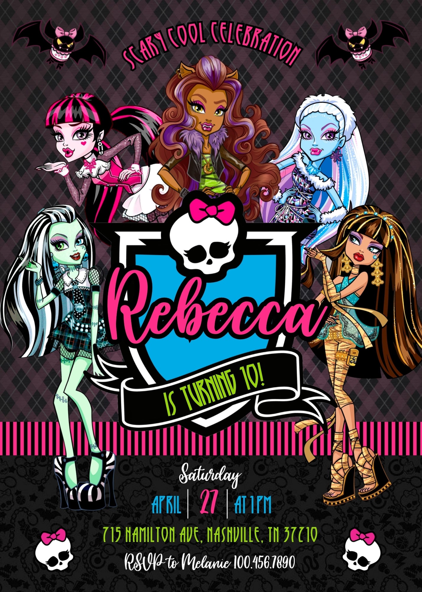 Monster High customizable invitation template | Share or Print | girl | WJ746