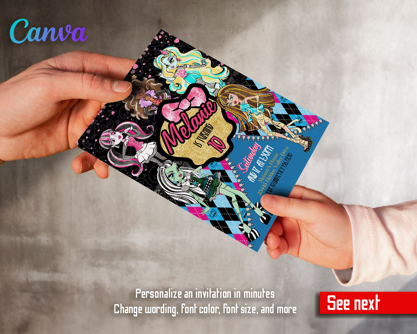 Monster High customizable invitation template | Share or Print | girl | KM867