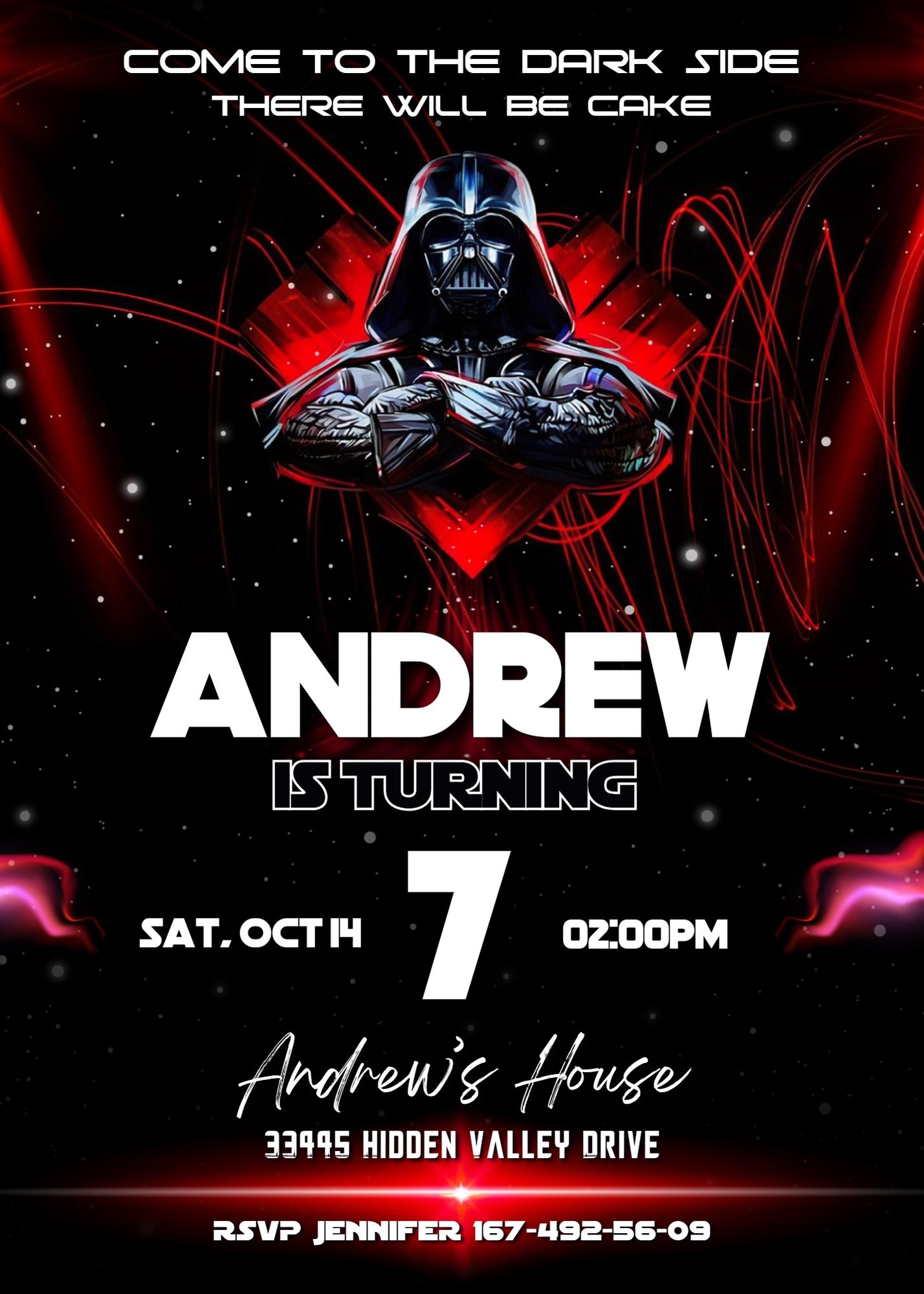 Star Wars Darth Vader customizable invitation template | Share or Print | boy | SZ348