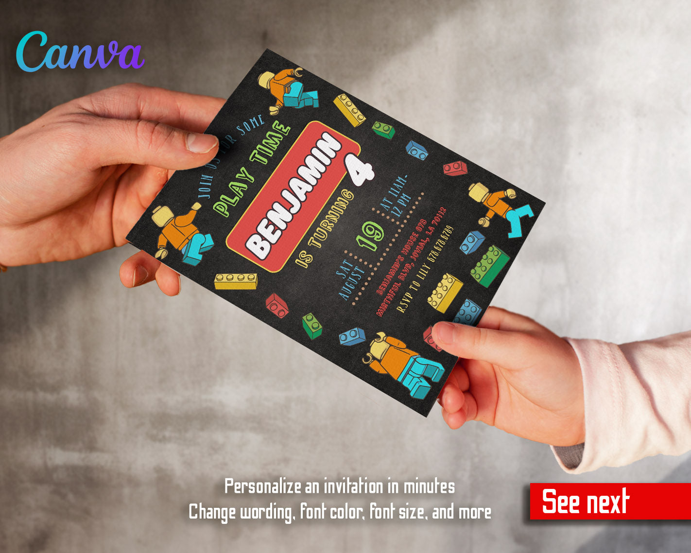 Lego Minifigures customizable invitation template | Share or Print | | KW157