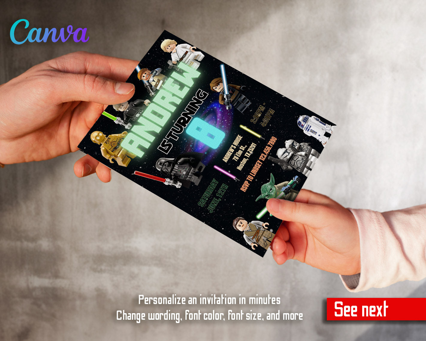 Star Wars Darth Vader Lego Minifigures customizable invitation template | Share or Print | | PB122