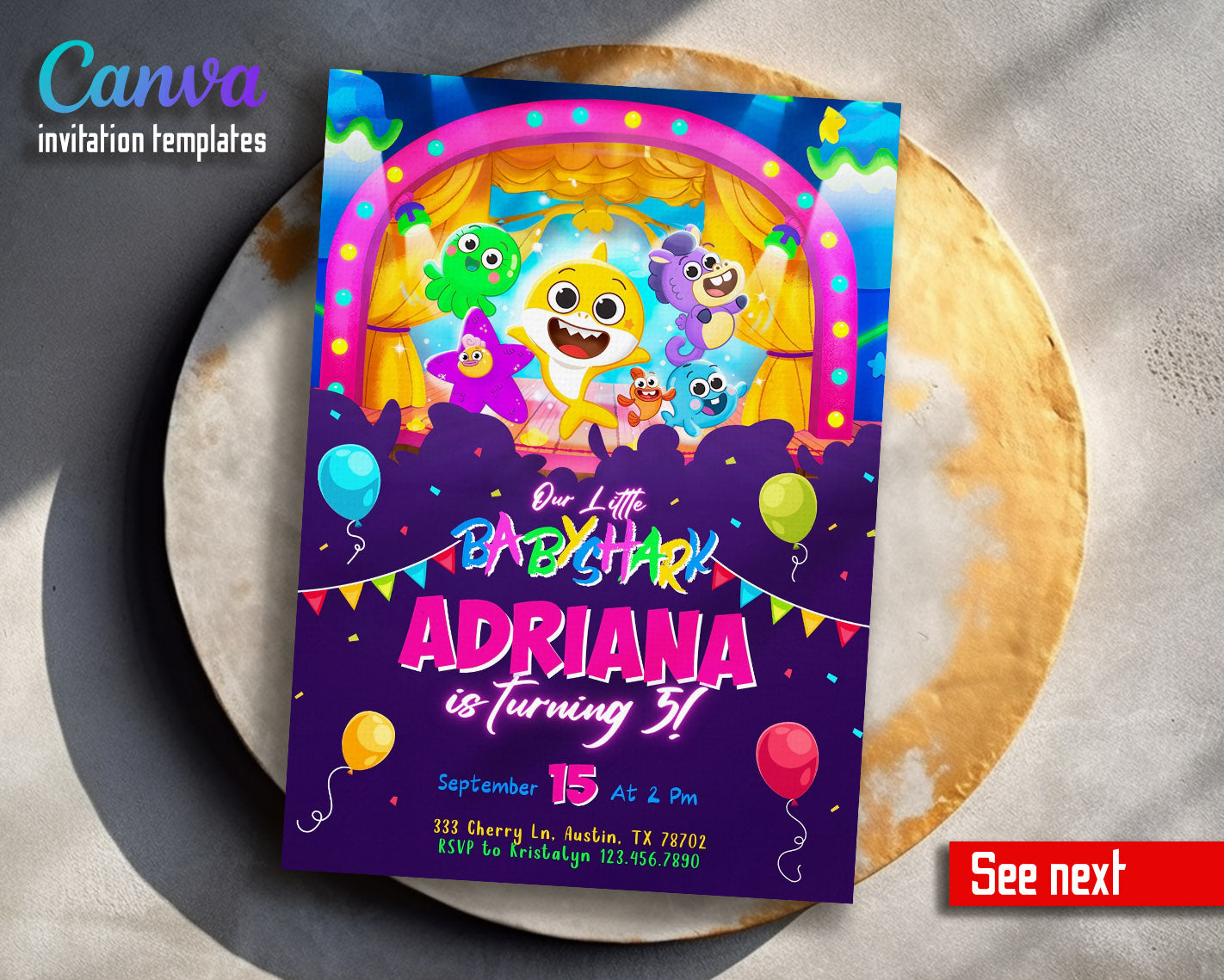 Baby Shark customizable invitation template | Share or Print | | TC613