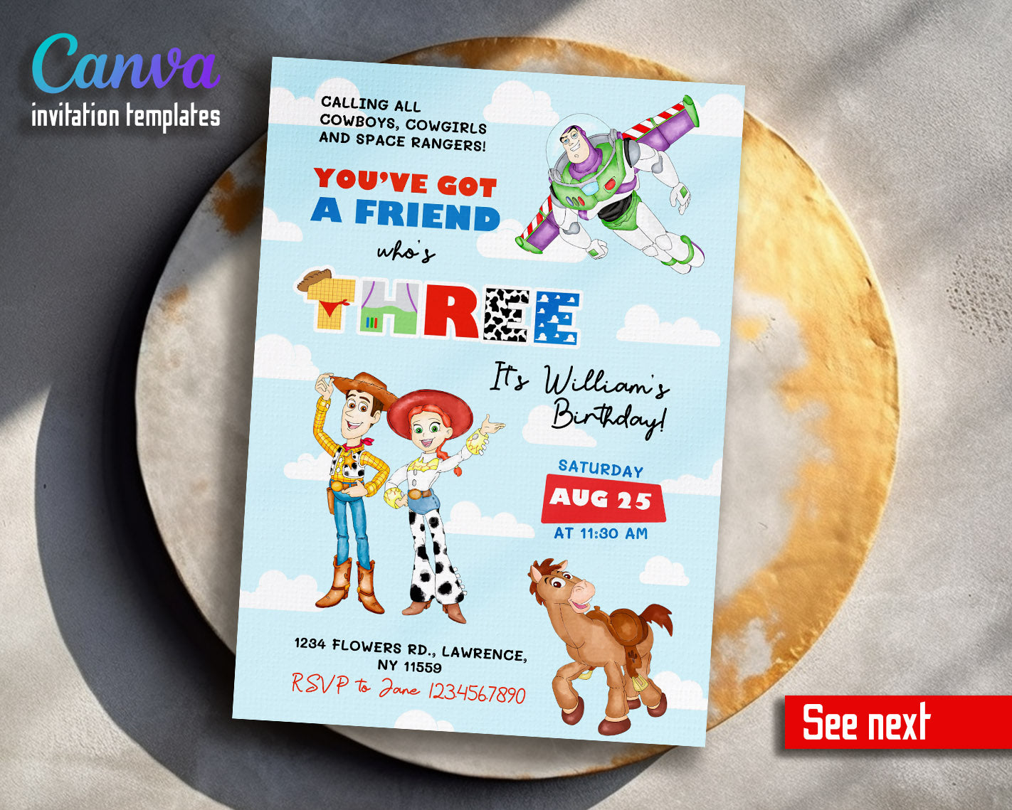 Toy Story Woody customizable invitation template | Share or Print | | KH325