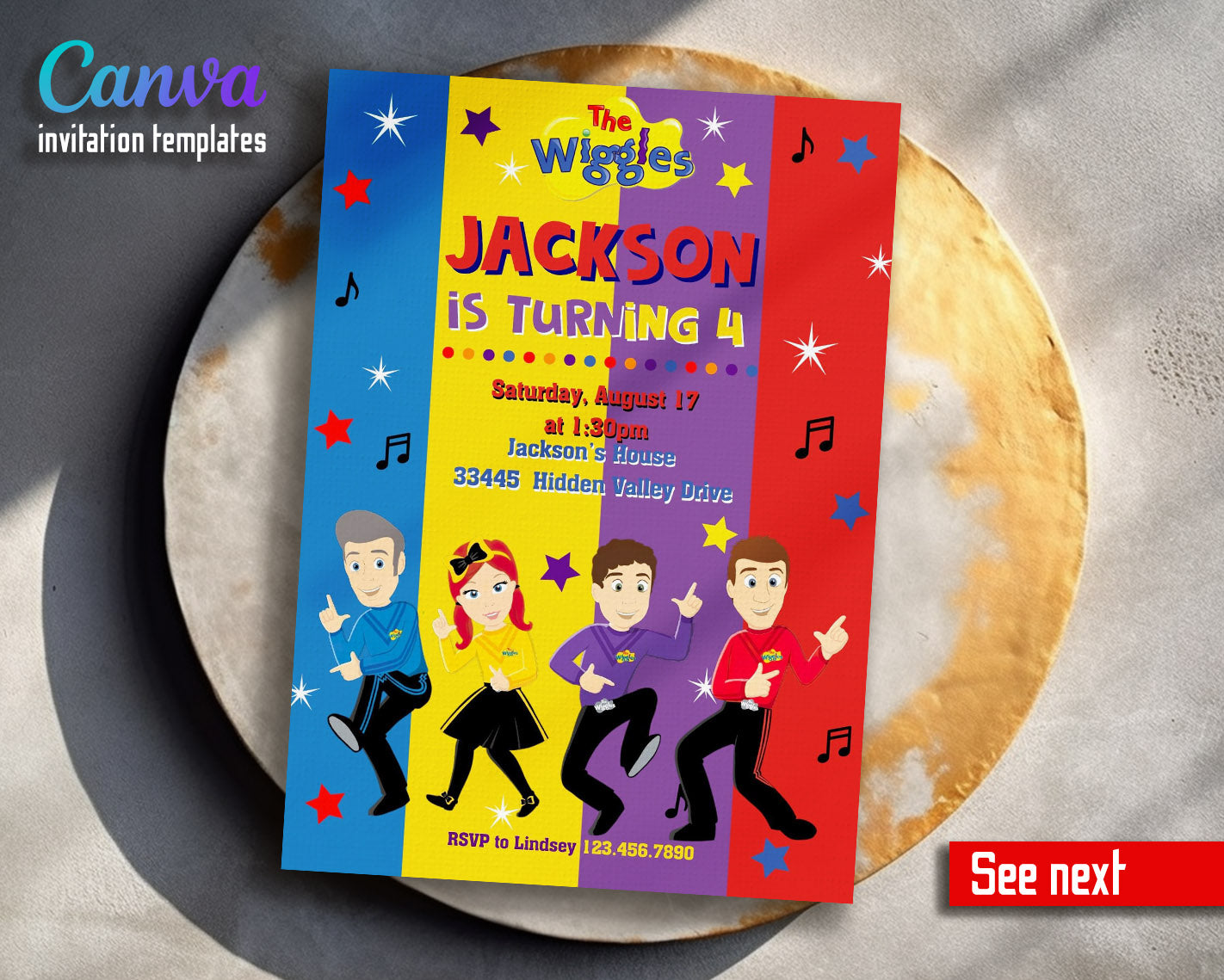 Wiggles One Finger One Thumb customizable invitation template | Share or Print | | ZN603