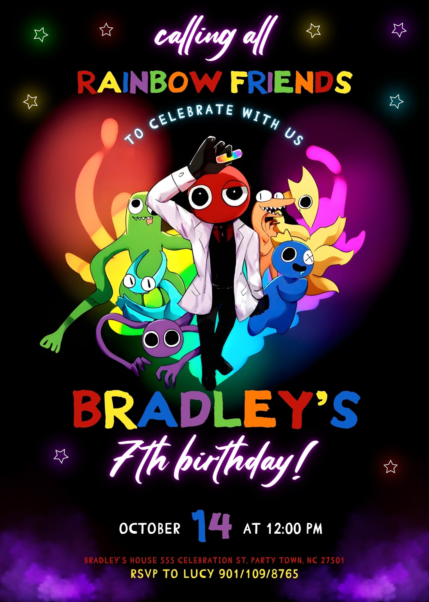 Rainbow Friends customizable invitation template | Share or Print | | QC362