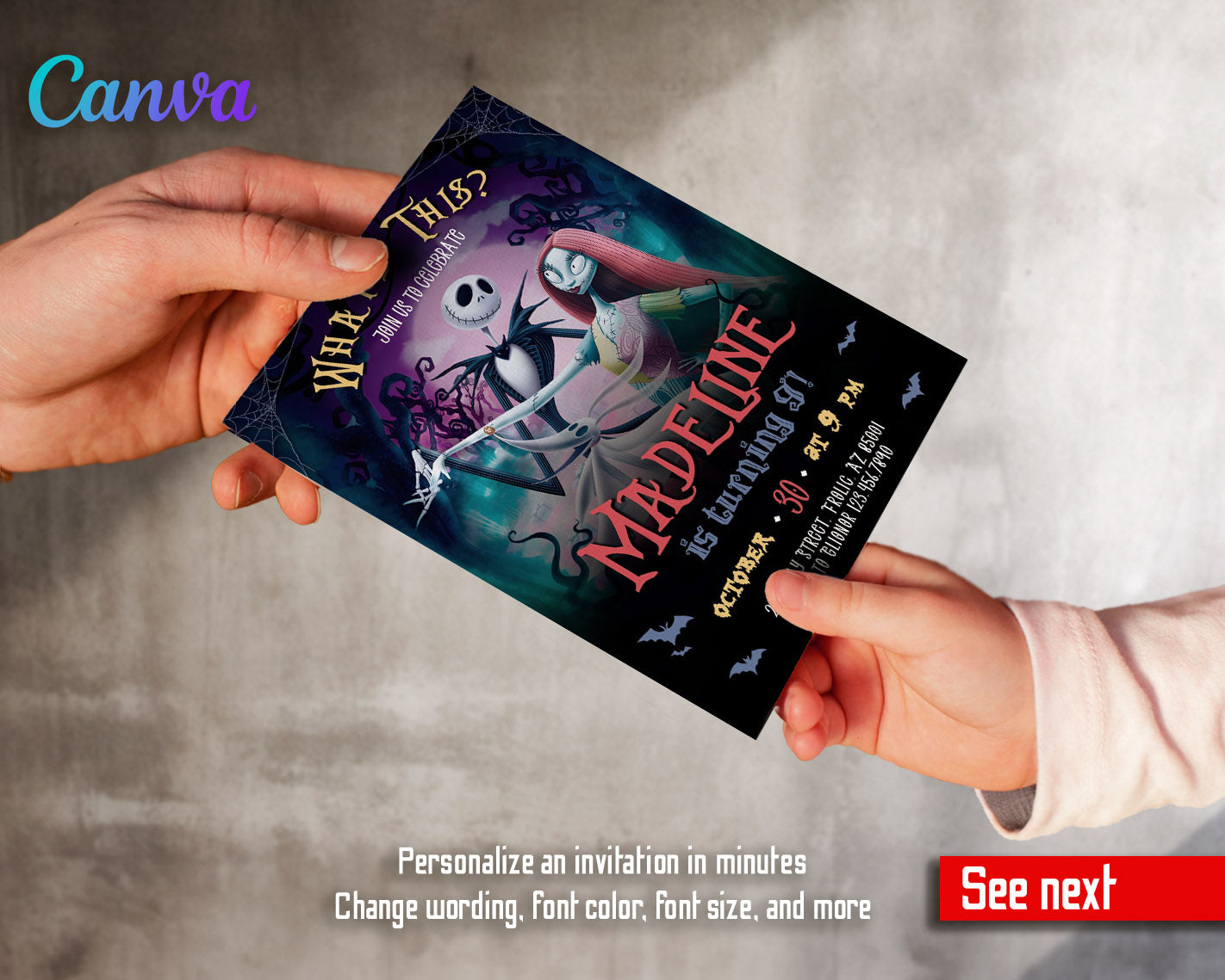 The Nightmare Before Christmas Halloween customizable invitation template | Share or Print | | TK437