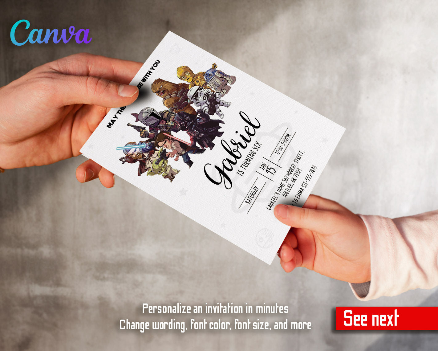 Star Wars Darth Vader customizable invitation template | Share or Print | boy | BV607