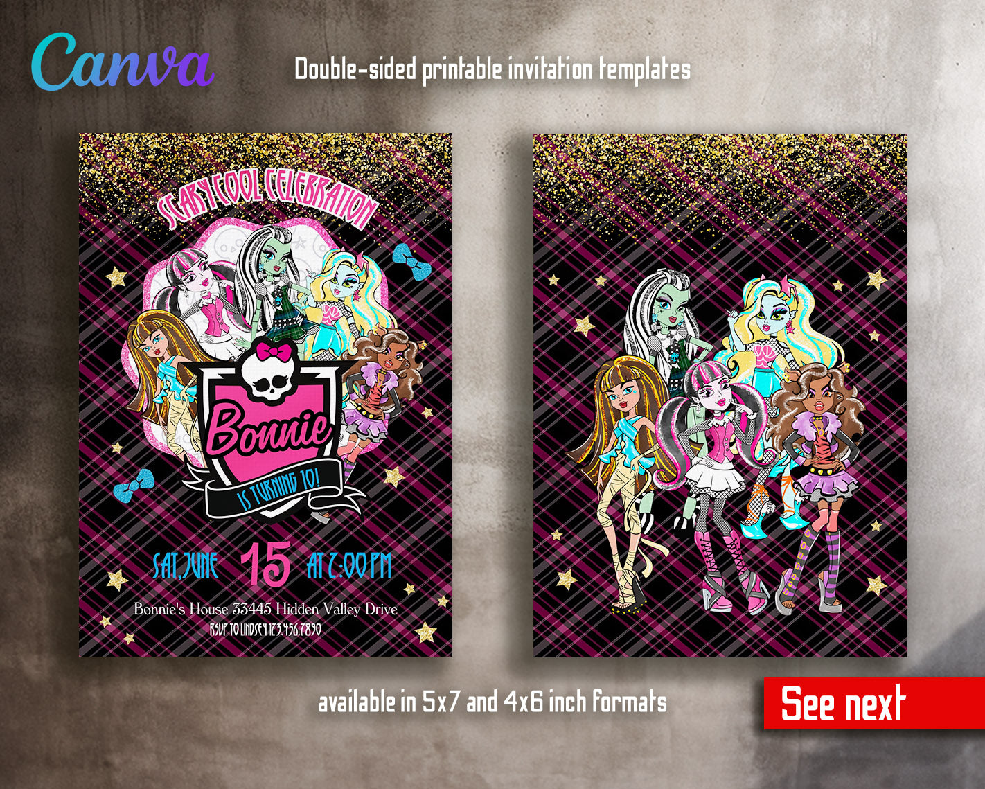Monster High customizable invitation template | Share or Print | girl | RX844