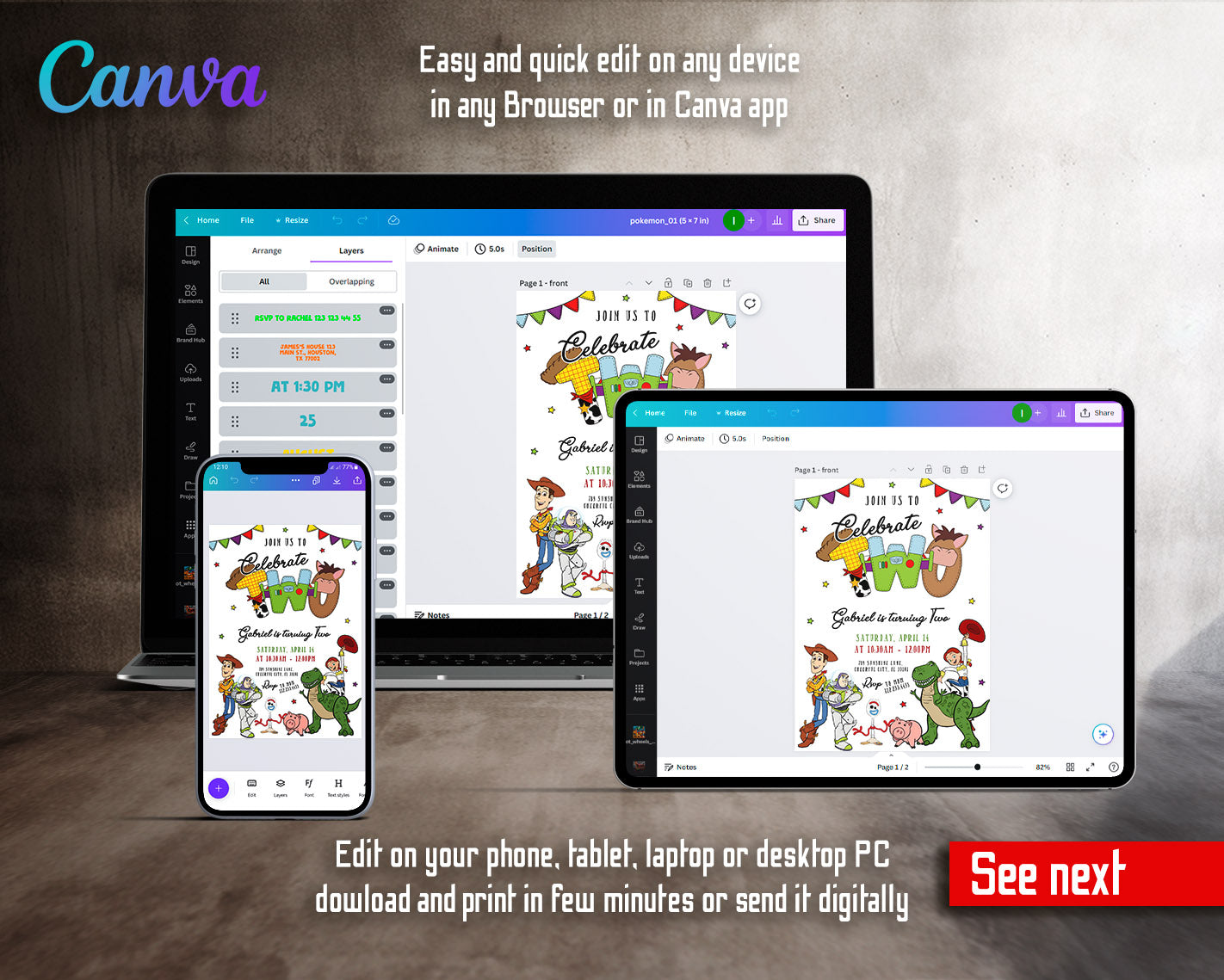 Toy Story Woody customizable invitation template | Share or Print | | SA437