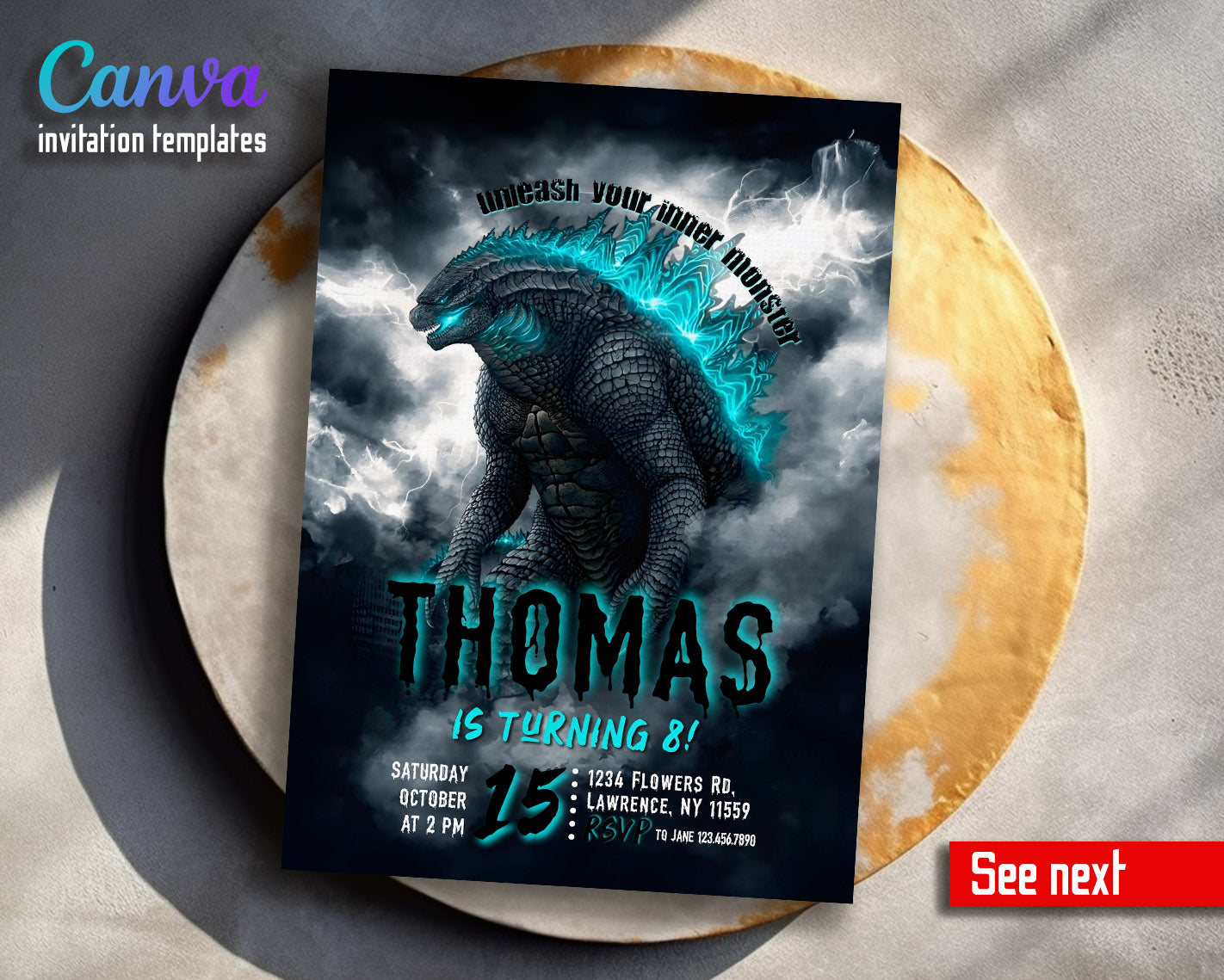 Godzilla and King Kong customizable invitation template | Share or Print | | JV664