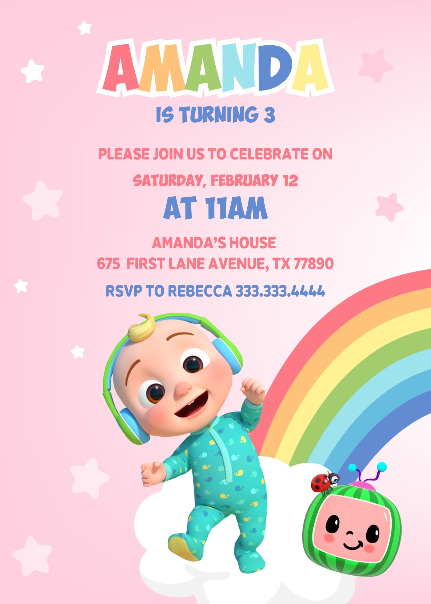 Cocomelon customizable invitation template | Share or Print | | ZX821