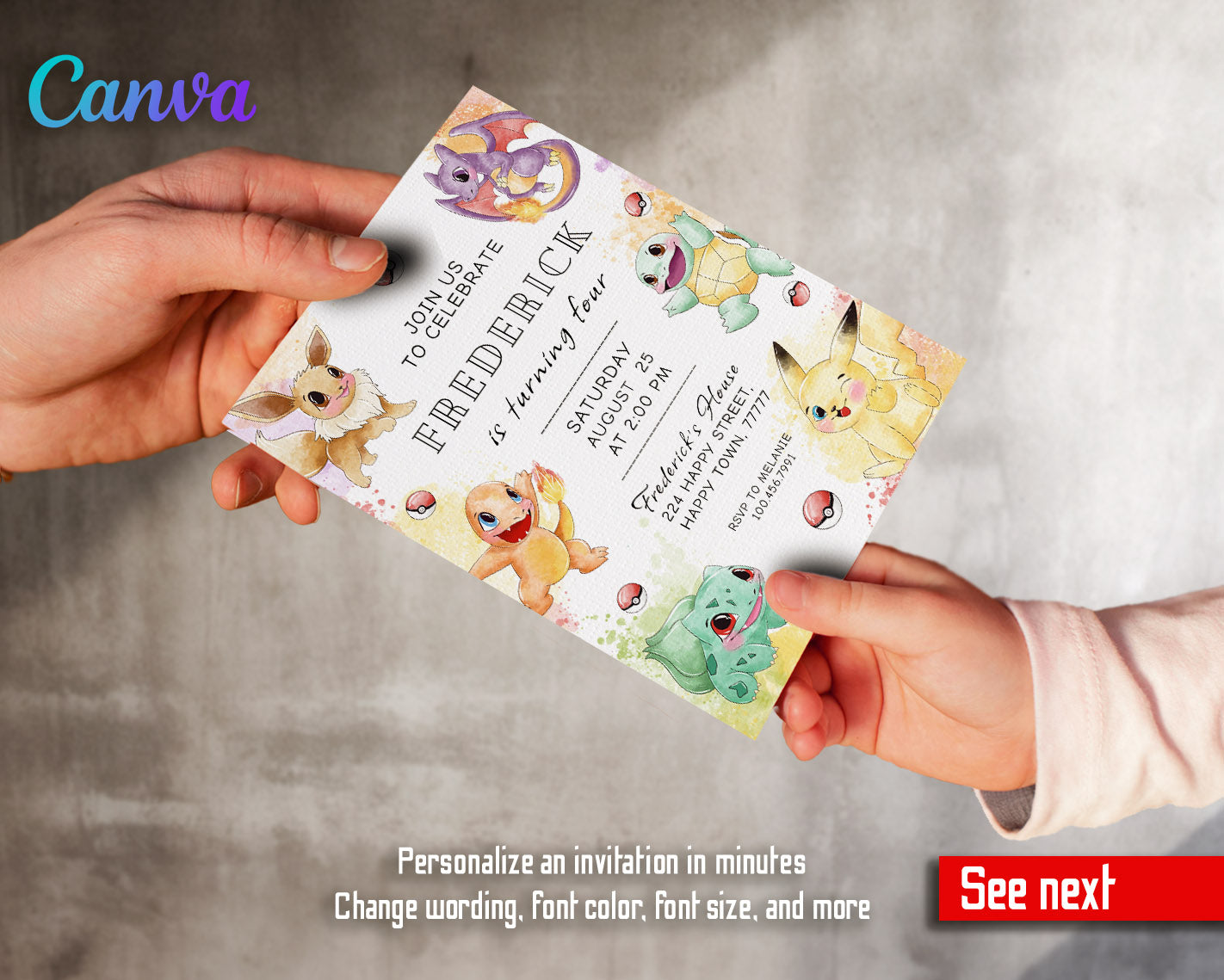 Pokemon Pikachu customizable invitation template | Share or Print | | MC423