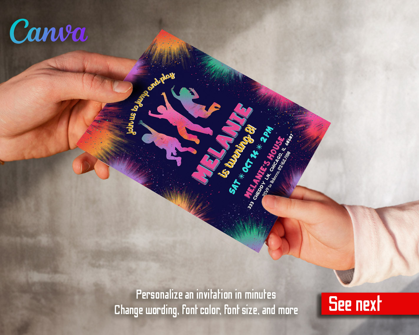 Trampoline Jump Party customizable invitation template | Share or Print | | UW873
