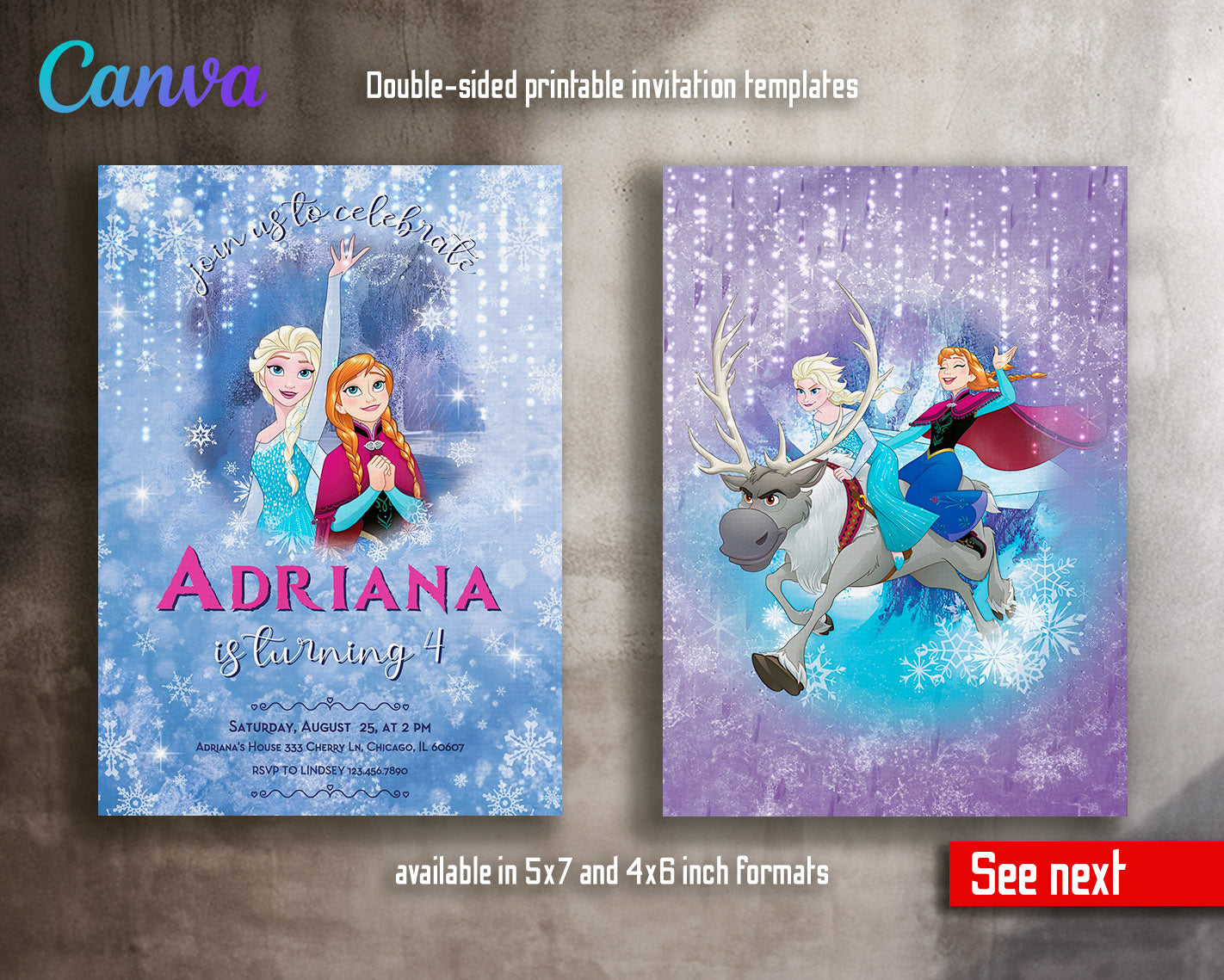 Frozen Elsa customizable invitation template | Share or Print | girl | ZD389