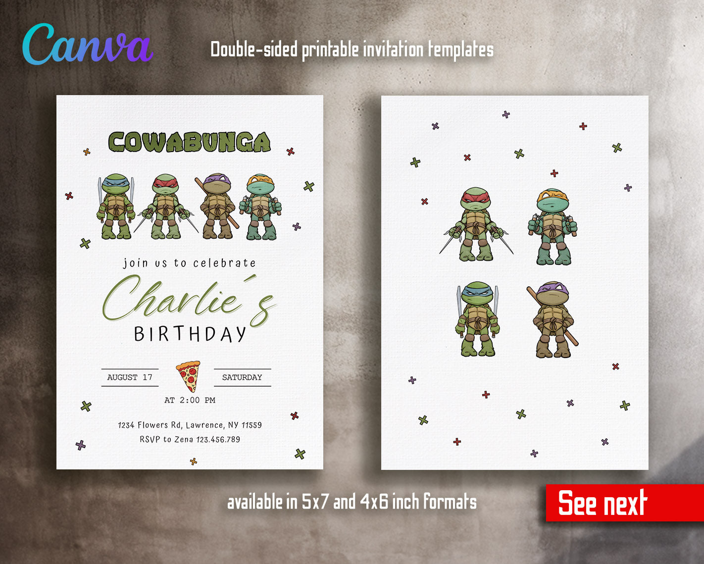 Teenage Mutant Ninja Turtles customizable invitation template | Share or Print | boy | FU024