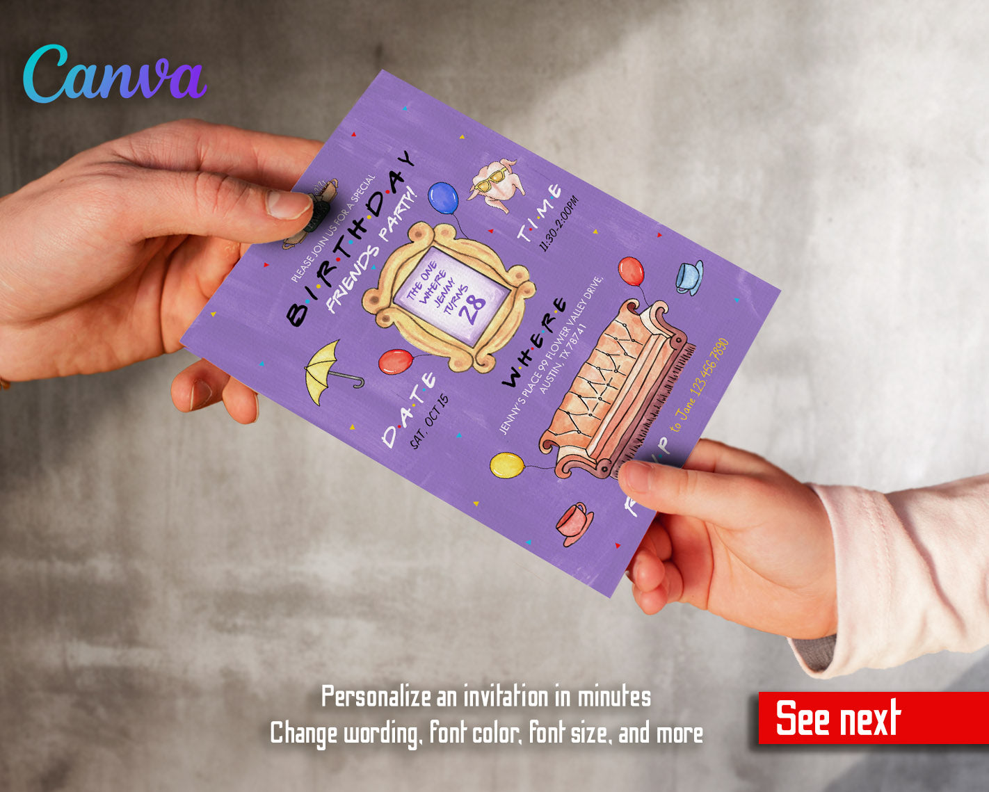 Friends TV Show customizable invitation template | Share or Print | | GO229