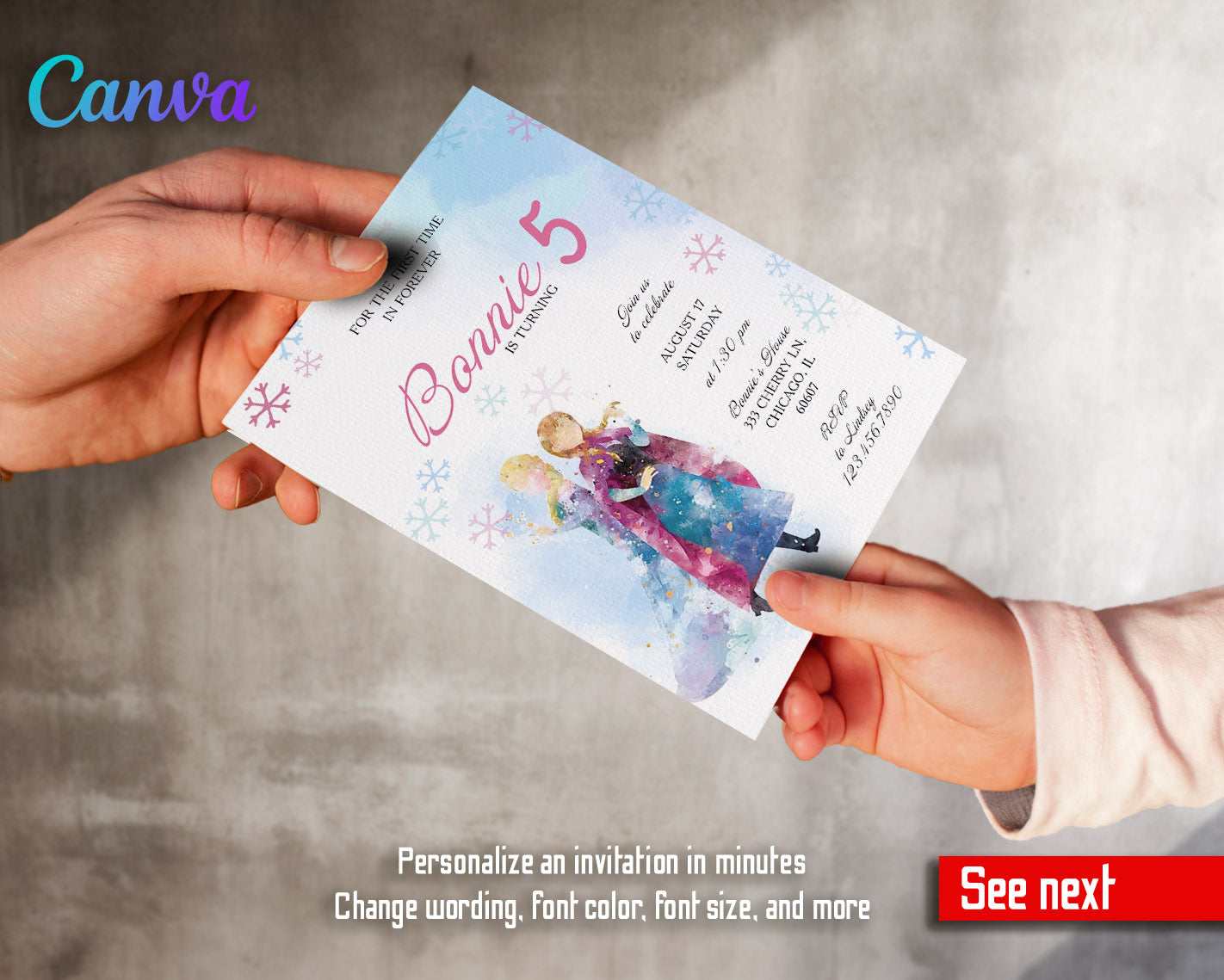 Frozen Elsa customizable invitation template | Share or Print | girl | NX772