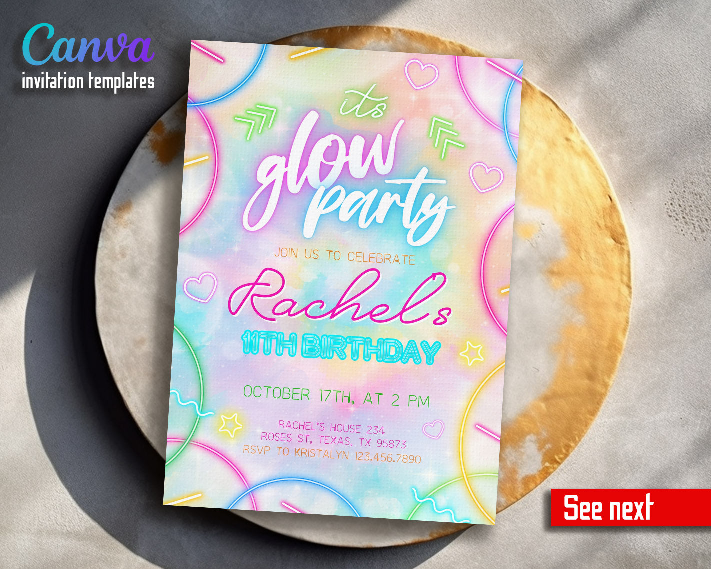 Lets Glow Crazy customizable invitation template | Share or Print | | TF968