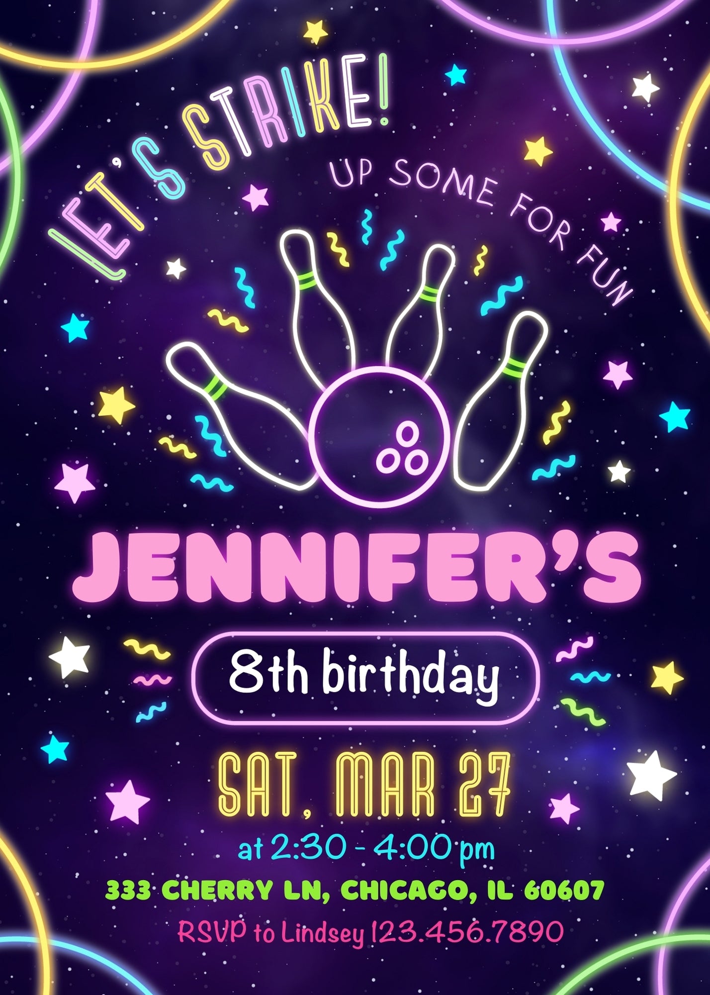 Bowling Strike Up customizable invitation template | Share or Print | | AC072