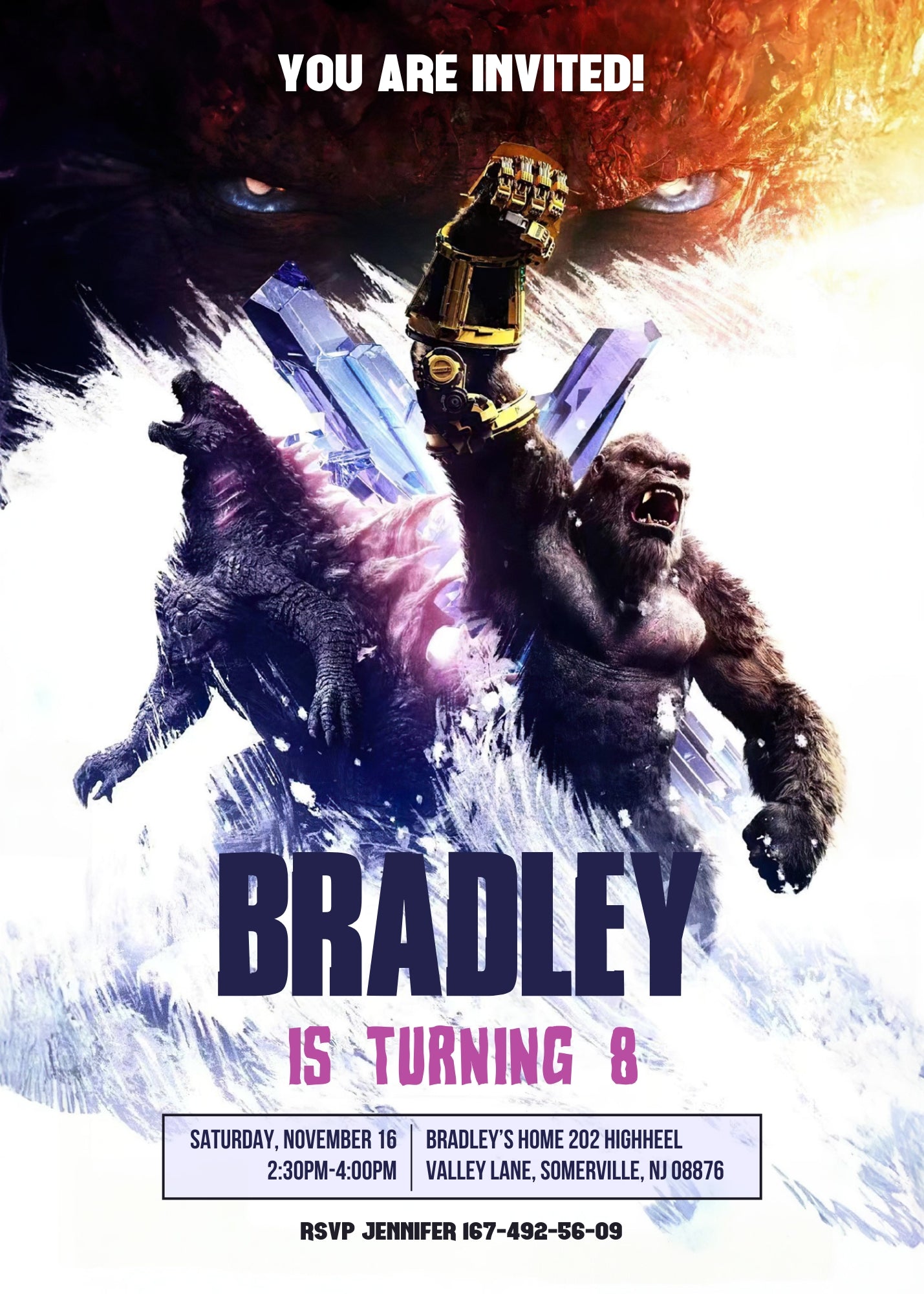 Godzilla X King Kong customizable invitation template | Share or Print | | DC337