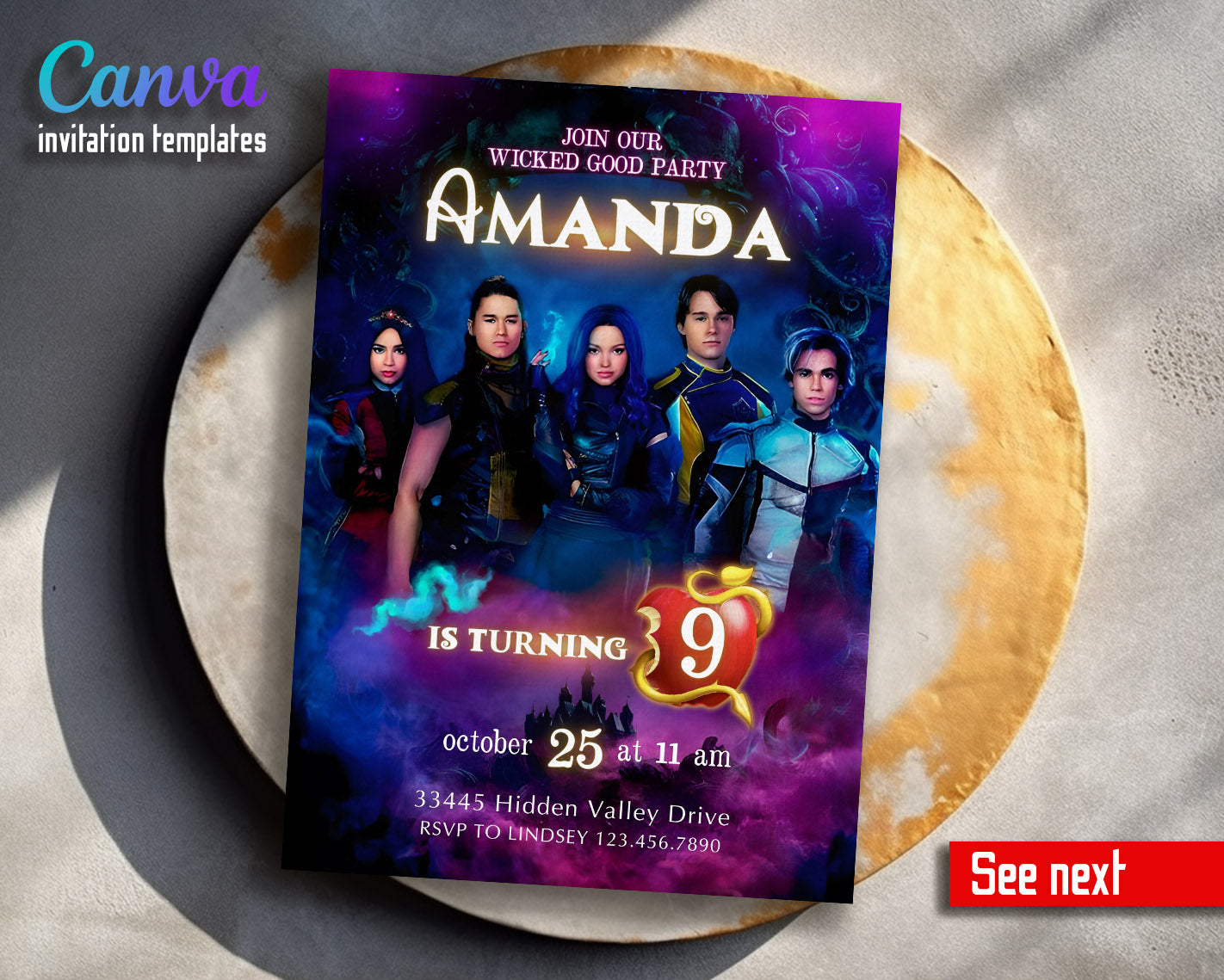 Descendants Disney customizable invitation template | Share or Print | | HK817