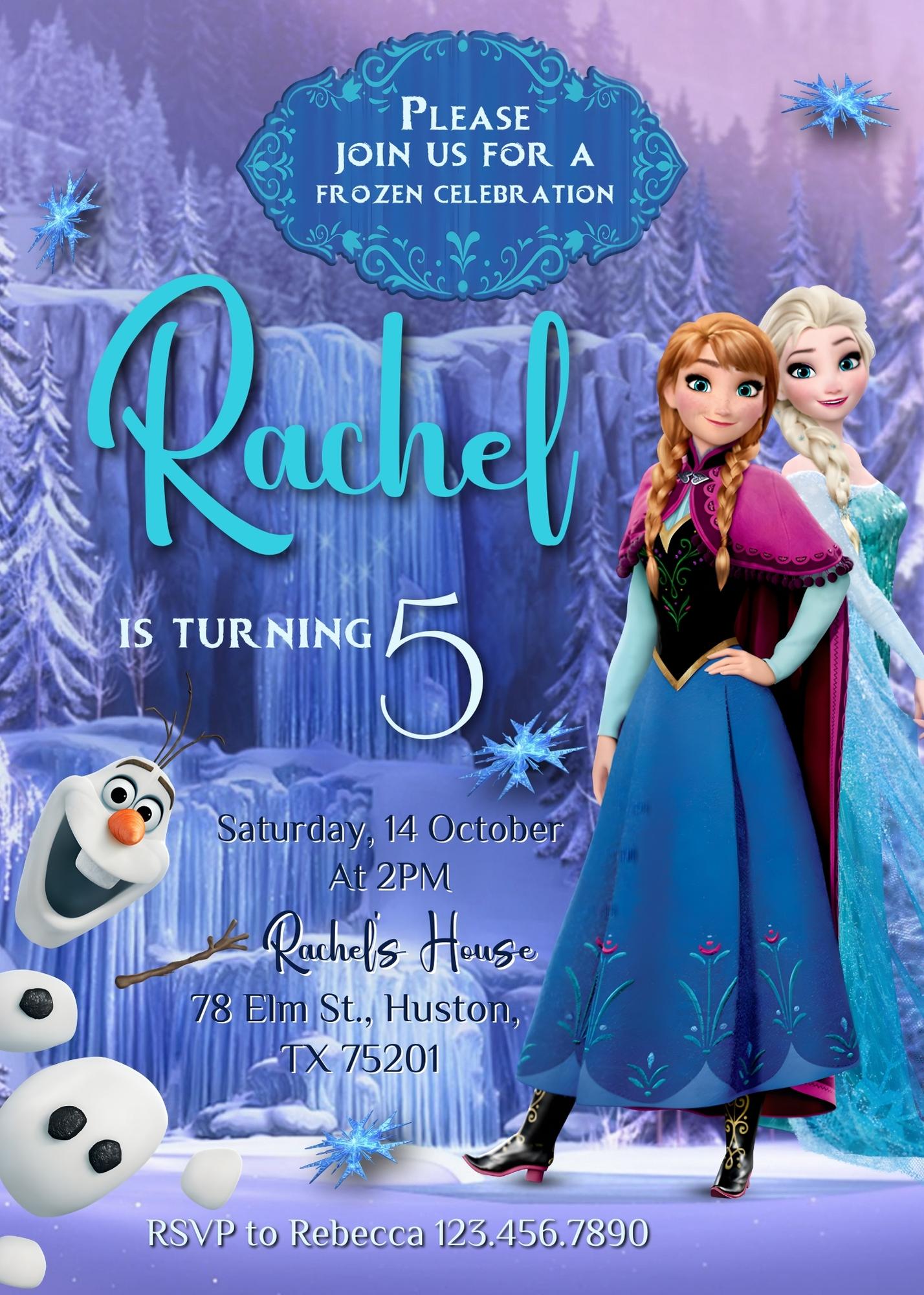 Frozen Elsa customizable invitation template | Share or Print | girl | KA603