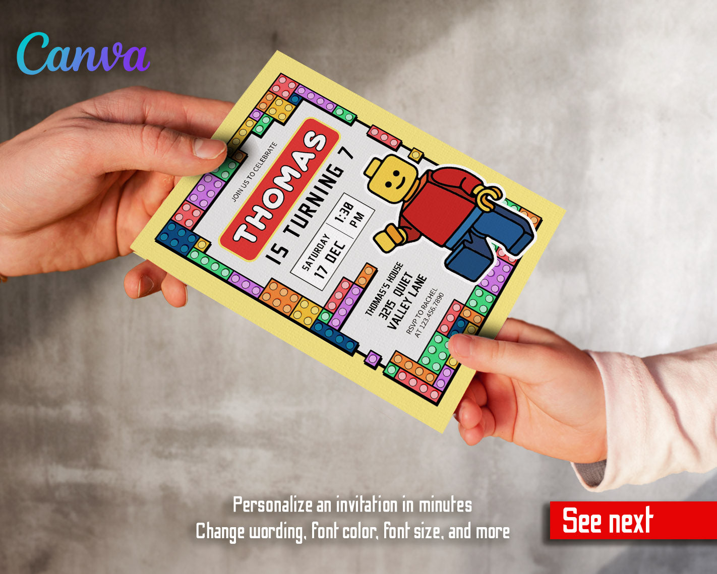 Lego Minifigures customizable invitation template | Share or Print | | VD495