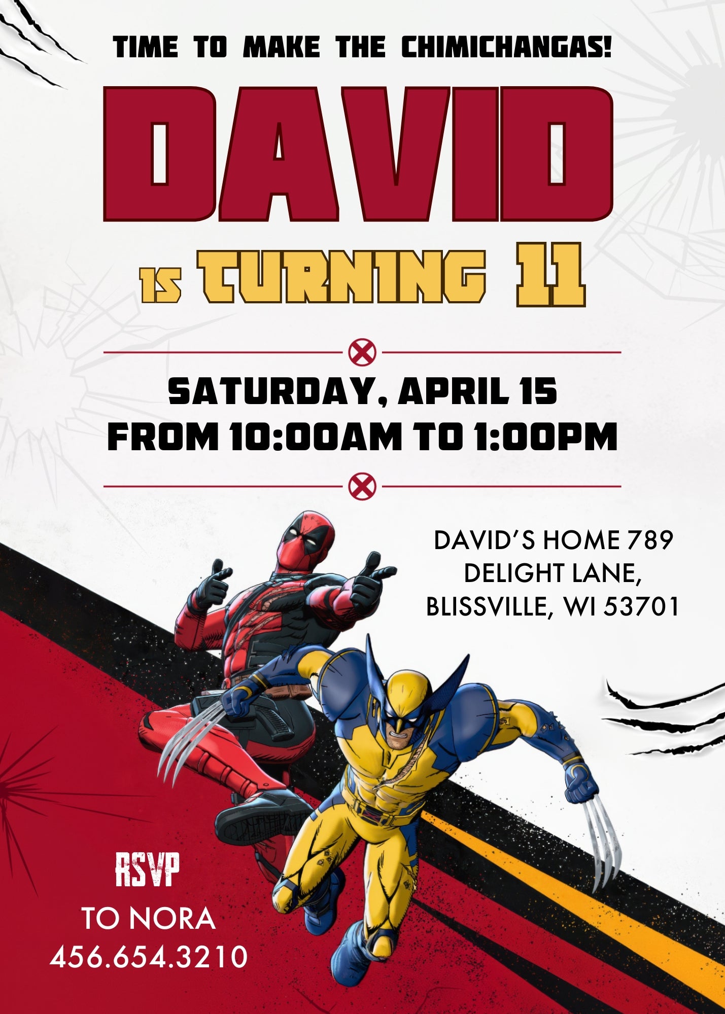 Deadpool Wolverine Marvel customizable invitation template | Share or Print | boy | JM026