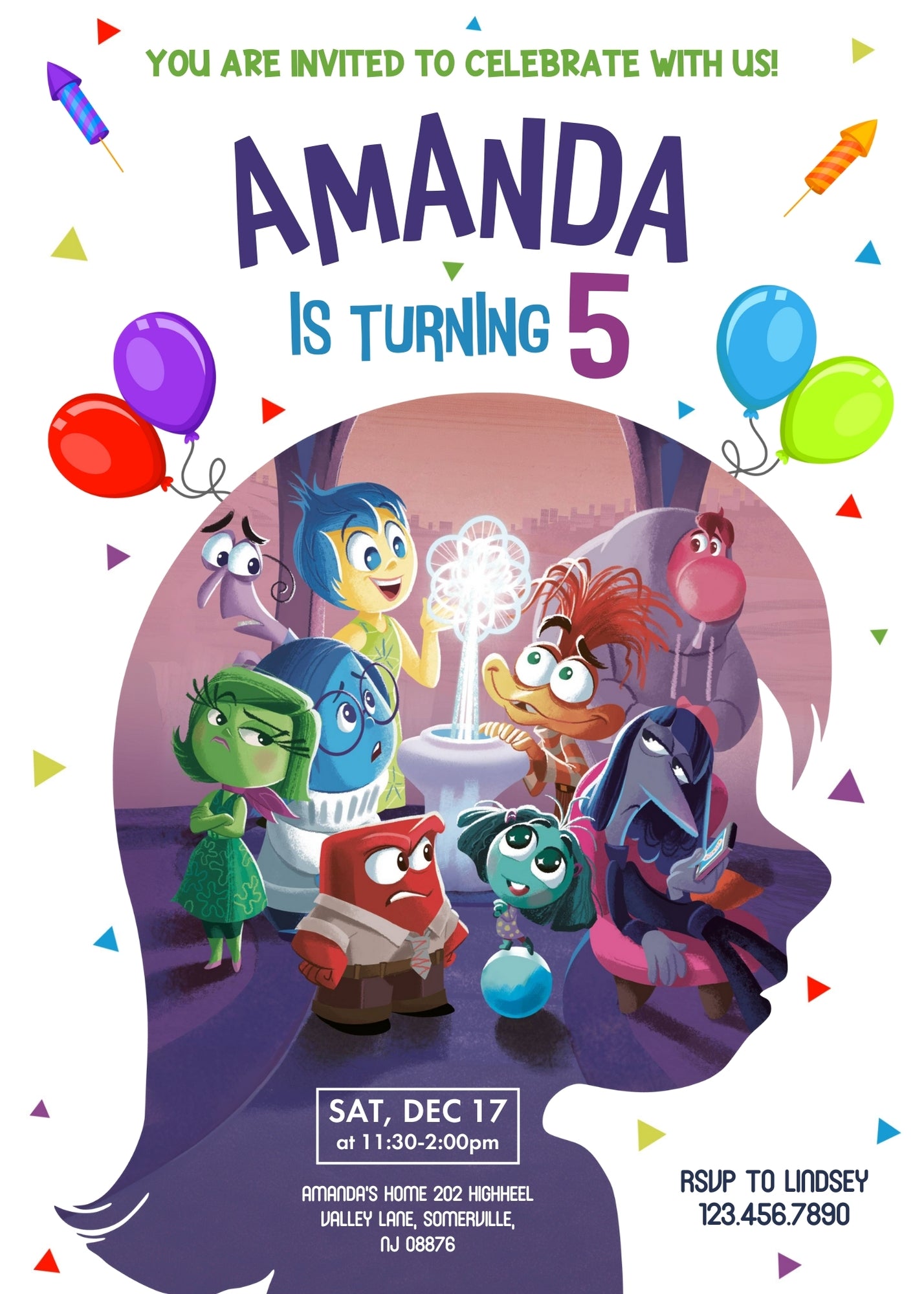 Inside Out 2 customizable invitation template | Share or Print | | AE889