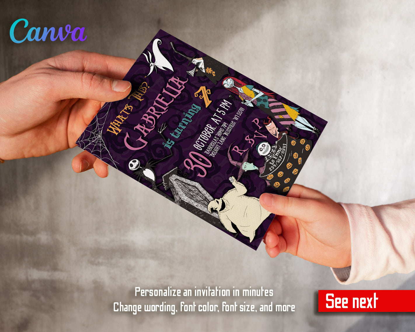 The Nightmare Before Christmas Halloween customizable invitation template | Share or Print | | BX709
