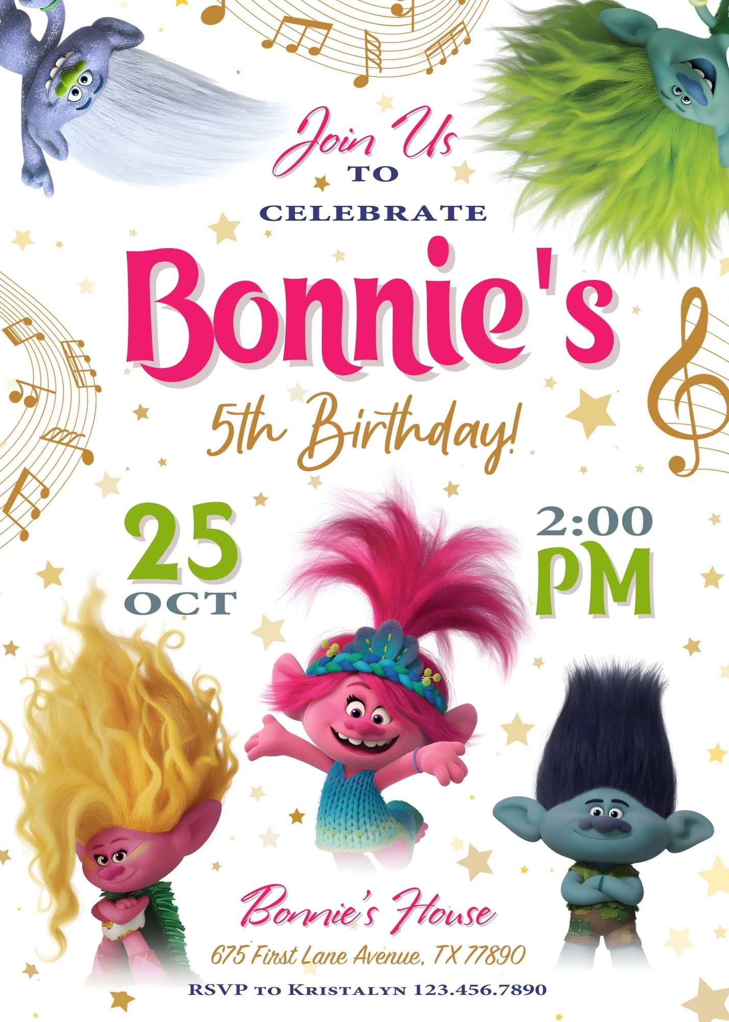 Trolls Poppy customizable invitation template | Share or Print | | DJ532