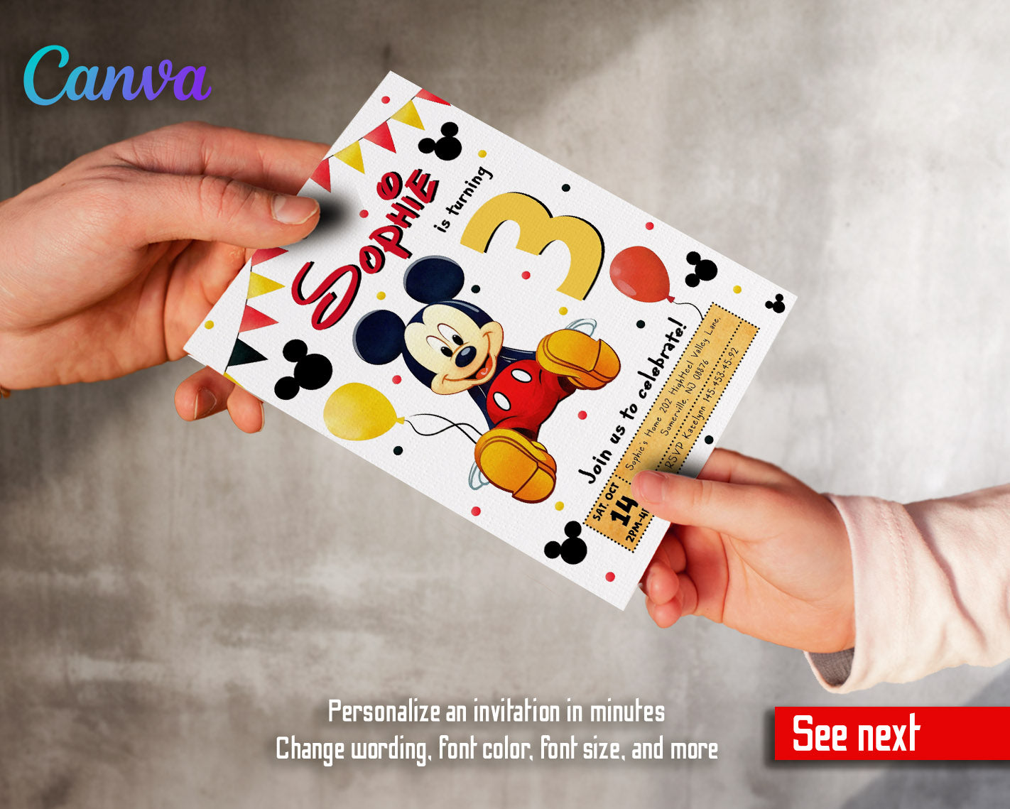 Mickey Mouse Clubhouse customizable invitation template | Share or Print | | HJ099