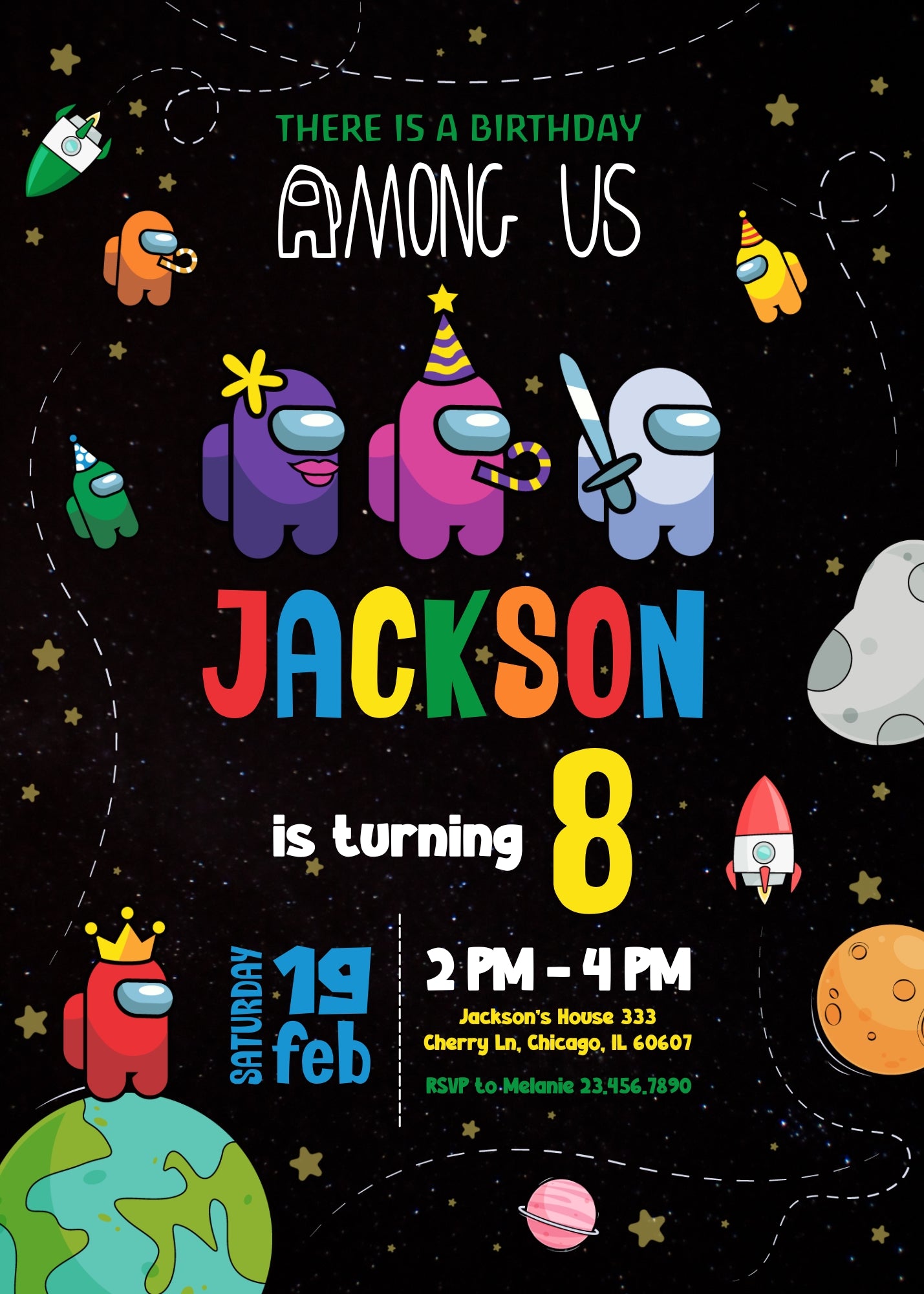 Among Us Gamer customizable invitation template | Share or Print | | RD787